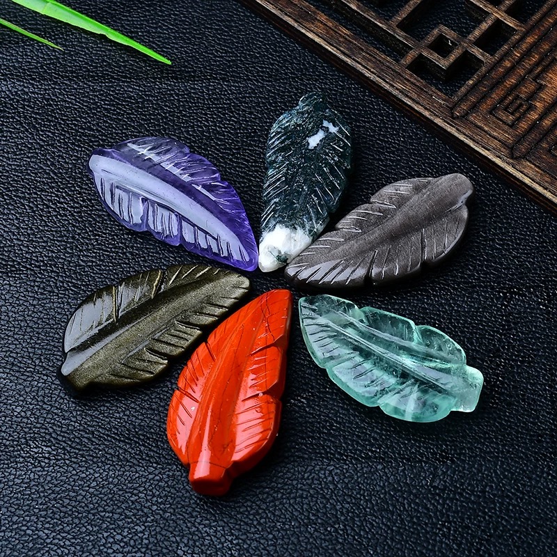 Natural Crystal Feather Carved Ornament Pendant