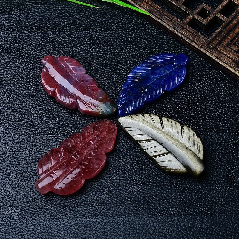 Natural Crystal Feather Carved Ornament Pendant