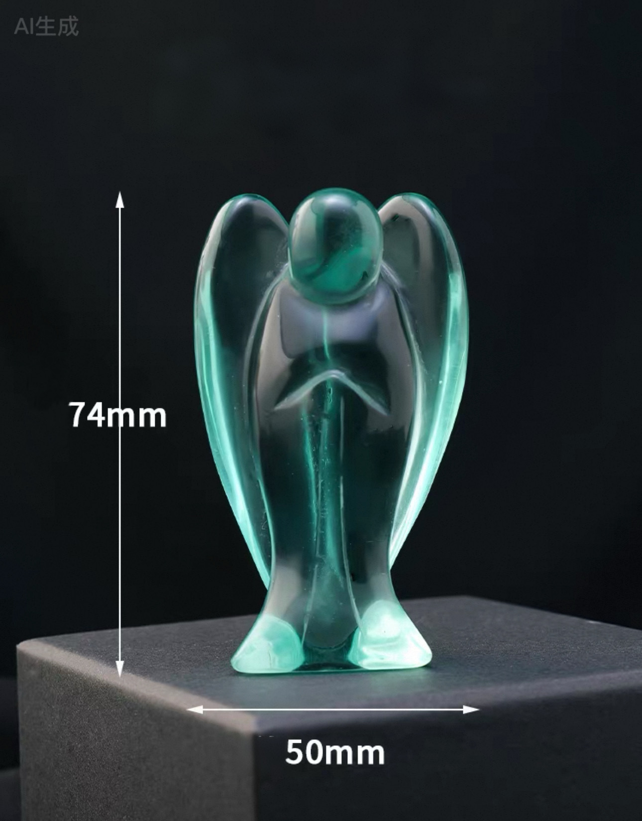 Natural Crystal Angel Sculpture – Hand-Carved Gemstone Figurine （Aquamarine)