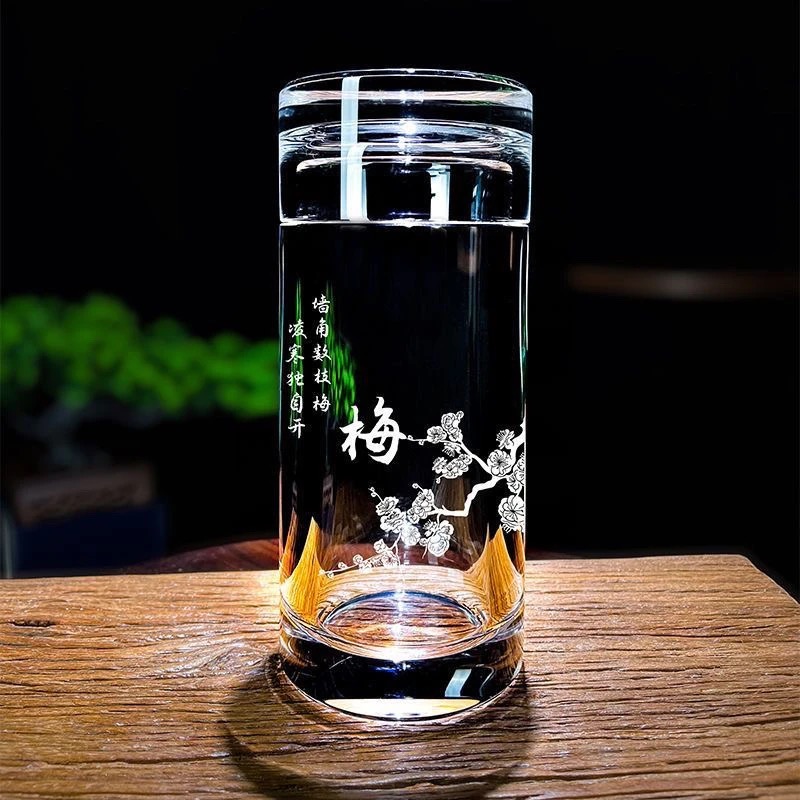 Natural Crystal Angel Sculpture – Hand-Carved Gemstone Figurine （plum blossom engraving)