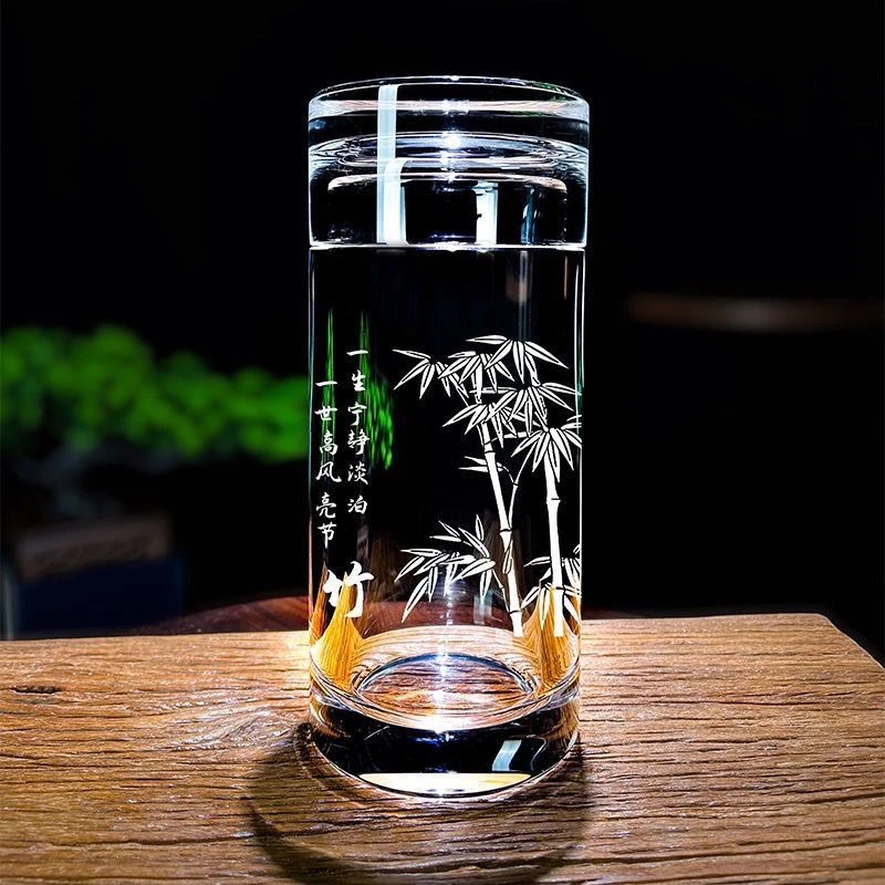 Natural Crystal Angel Sculpture – Hand-Carved Gemstone Figurine （Bamboo engraving)