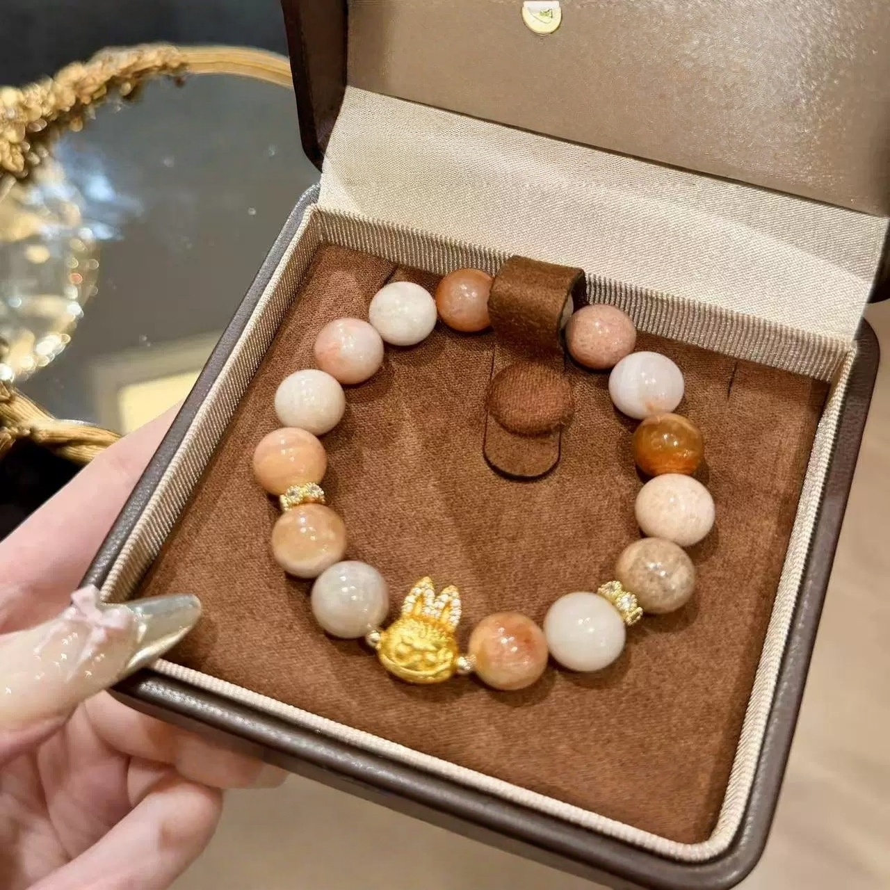 Labubu Natural Coral Jasper Crystal Bracelet