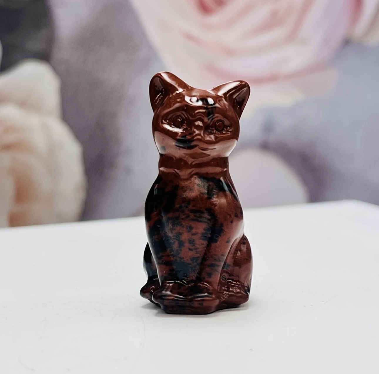 Enchanted Magic Cat Crystal Figurine - Hand-Carved Natural Gemstone Ornament