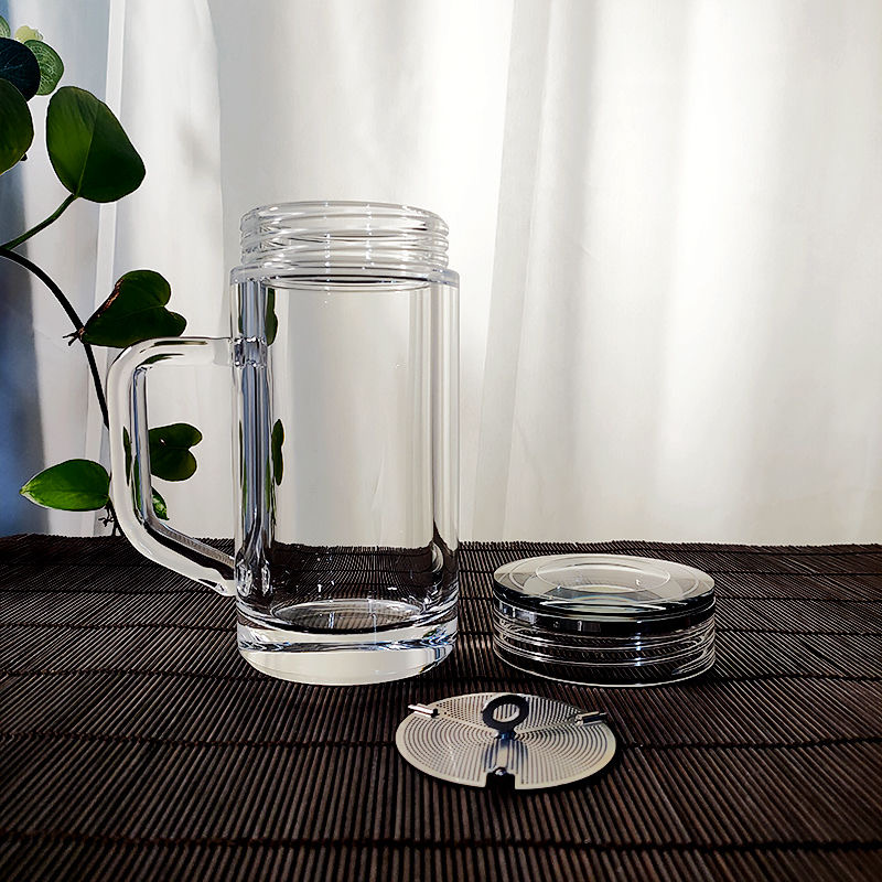 Crystaltells Handmade Natural Quartz Crystal Glass 400ml, Sealed, with Handle, Gift Package