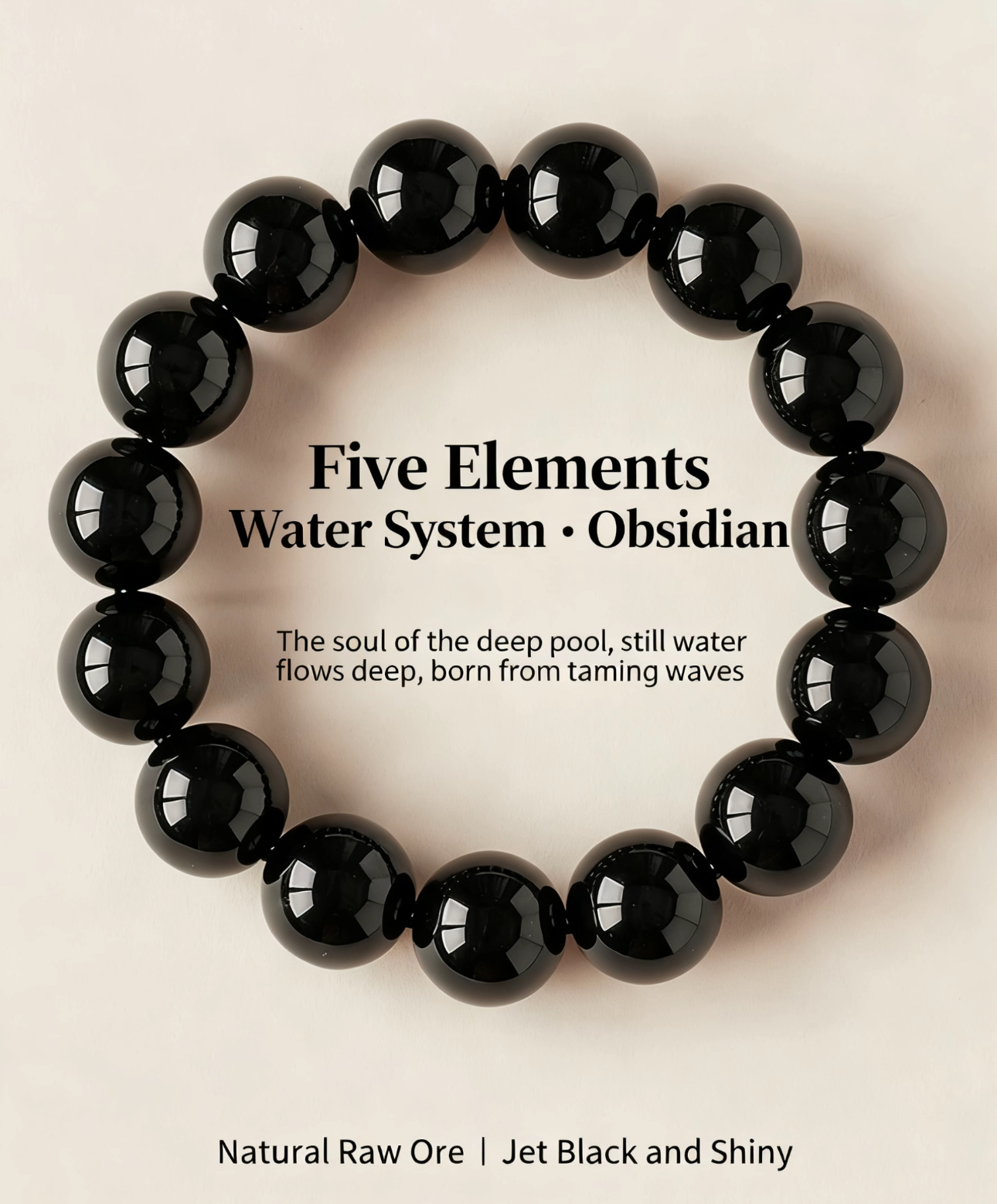 Natural Black Obsidian Bracelet – Elegant Healing Energy Beads