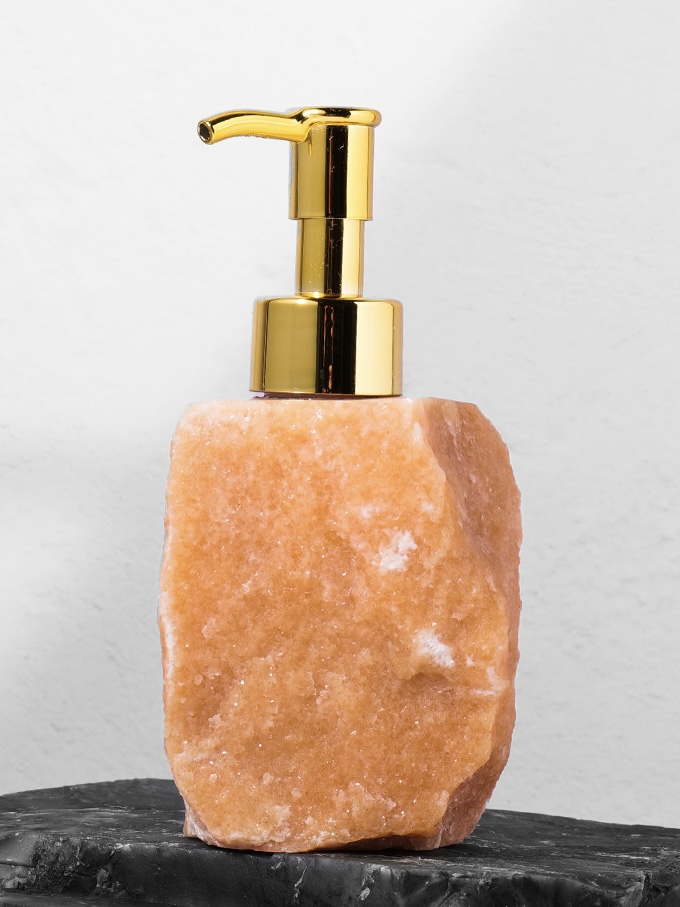 Crystal Raw Stone Press-type Refillable Bottle for Hand Soap and Lotion — Empty Container