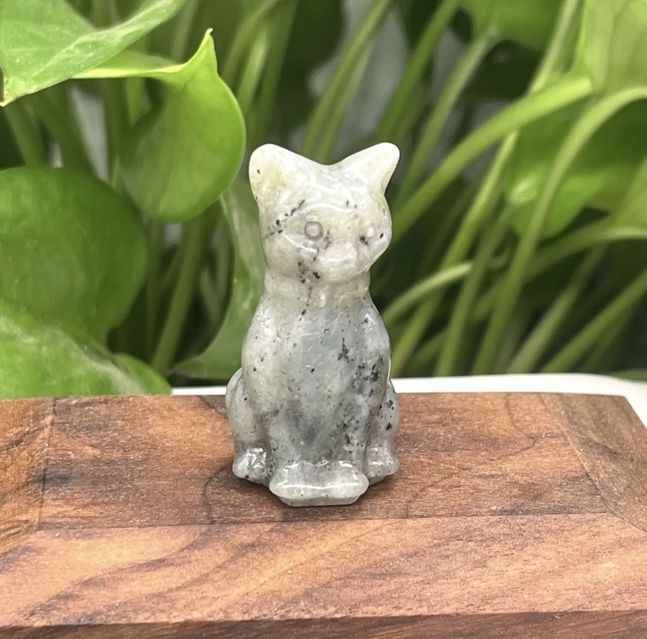 Enchanted Magic Cat Crystal Figurine - Hand-Carved Natural Gemstone Ornament
