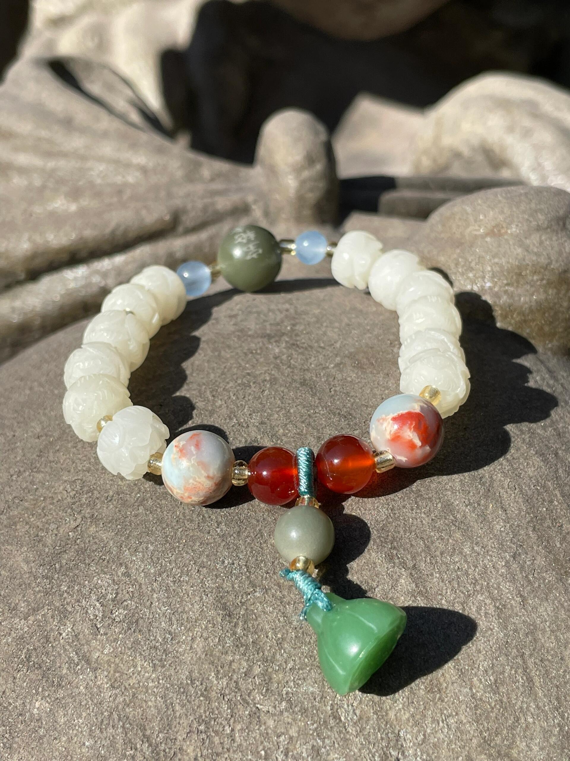 Bodhi & Crystal Prayer Bead Bracelet – 18 Beads