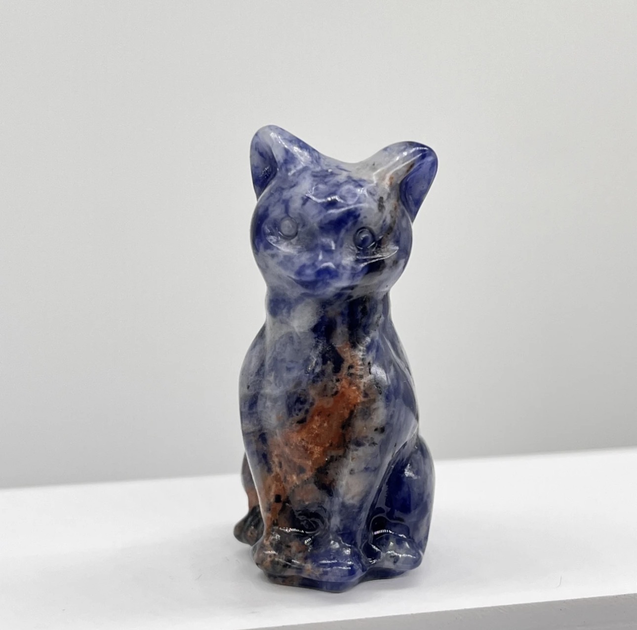 Enchanted Magic Cat Crystal Figurine - Hand-Carved Natural Gemstone Ornament