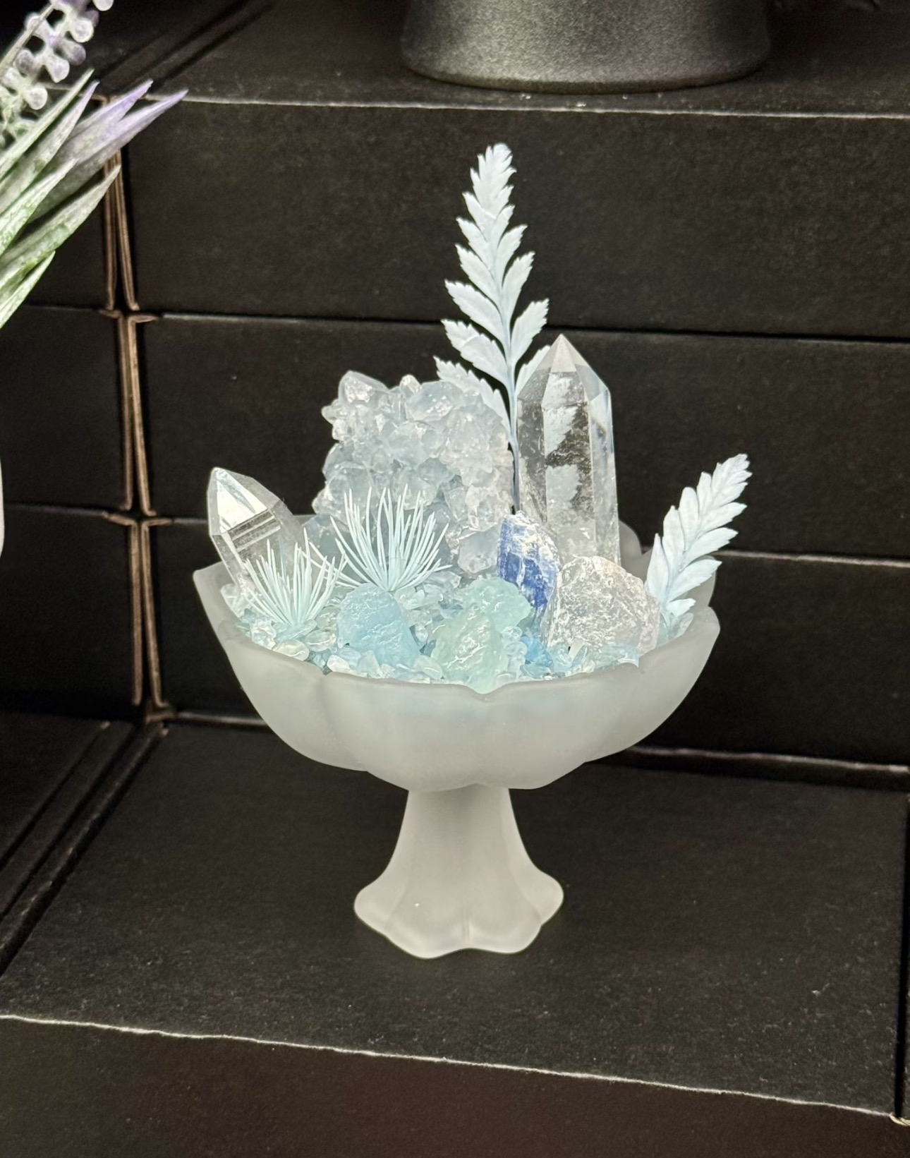 Crystal Energy Bowl with Celestite, Aquamarine, Lemurian Quartz & Clear Quartz
