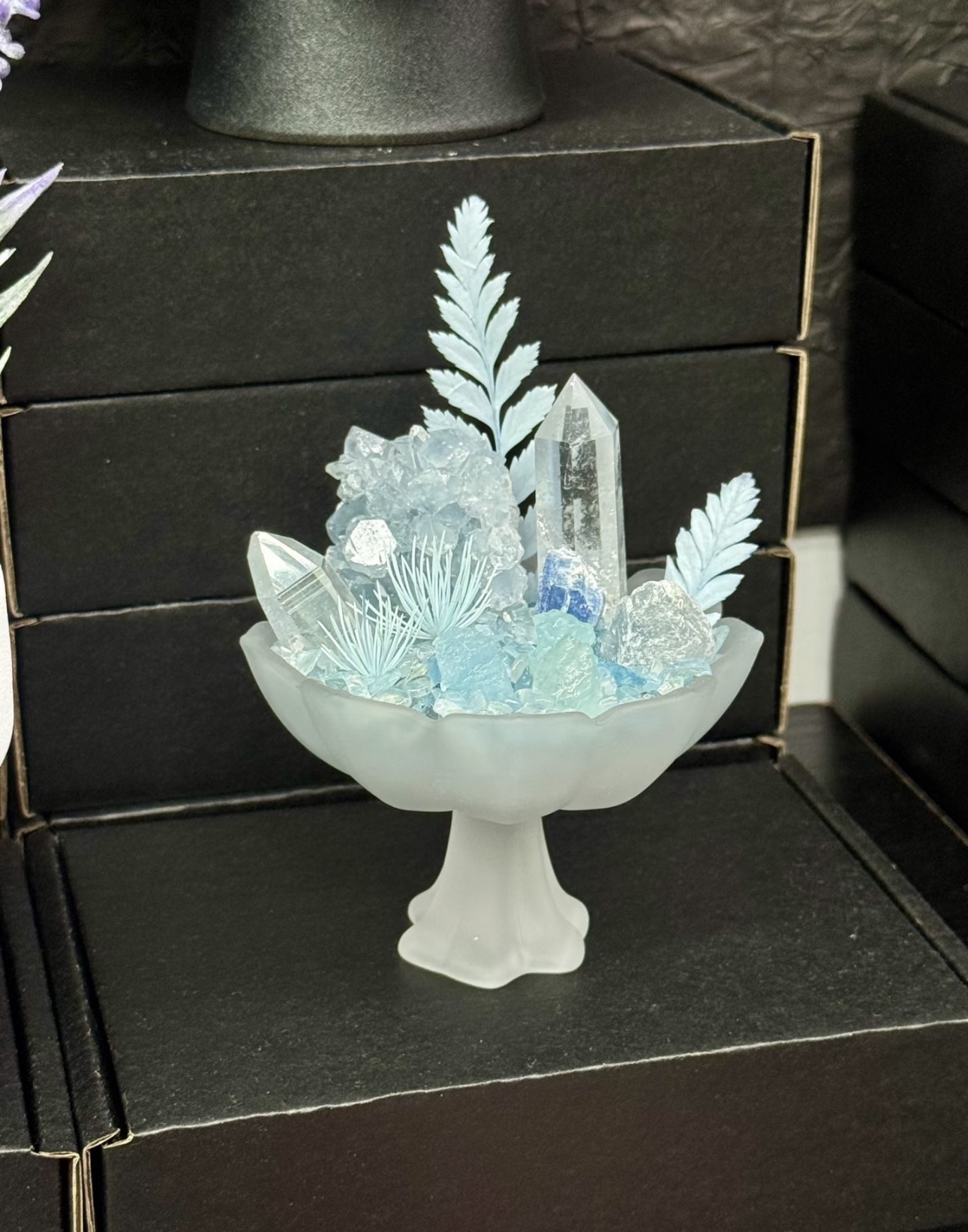 Crystal Energy Bowl with Celestite, Aquamarine, Lemurian Quartz & Clear Quartz