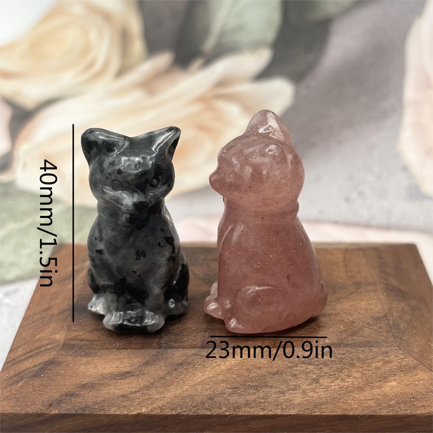 Enchanted Magic Cat Crystal Figurine - Hand-Carved Natural Gemstone Ornament