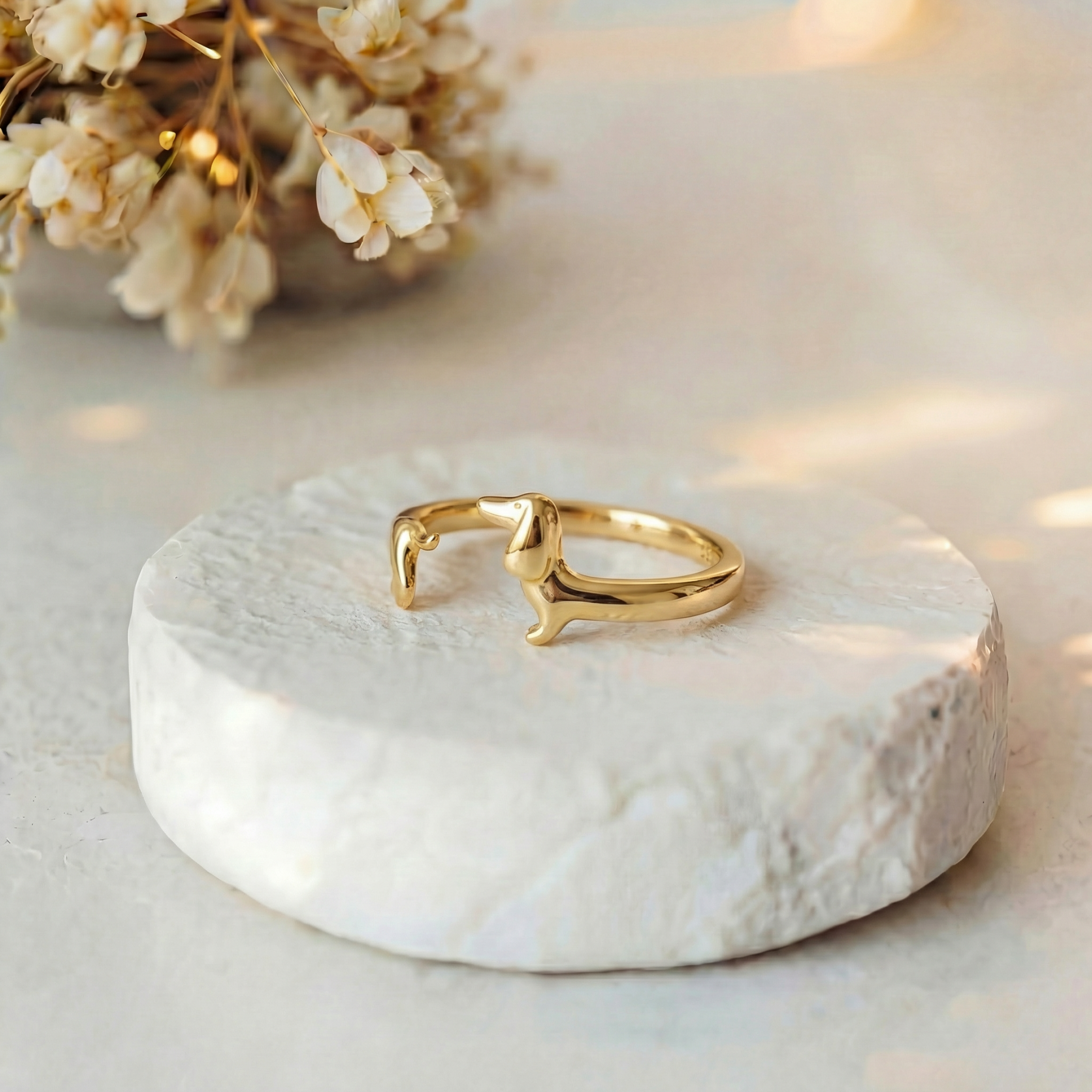 Sterling Silver Dainty Dachshund Ring