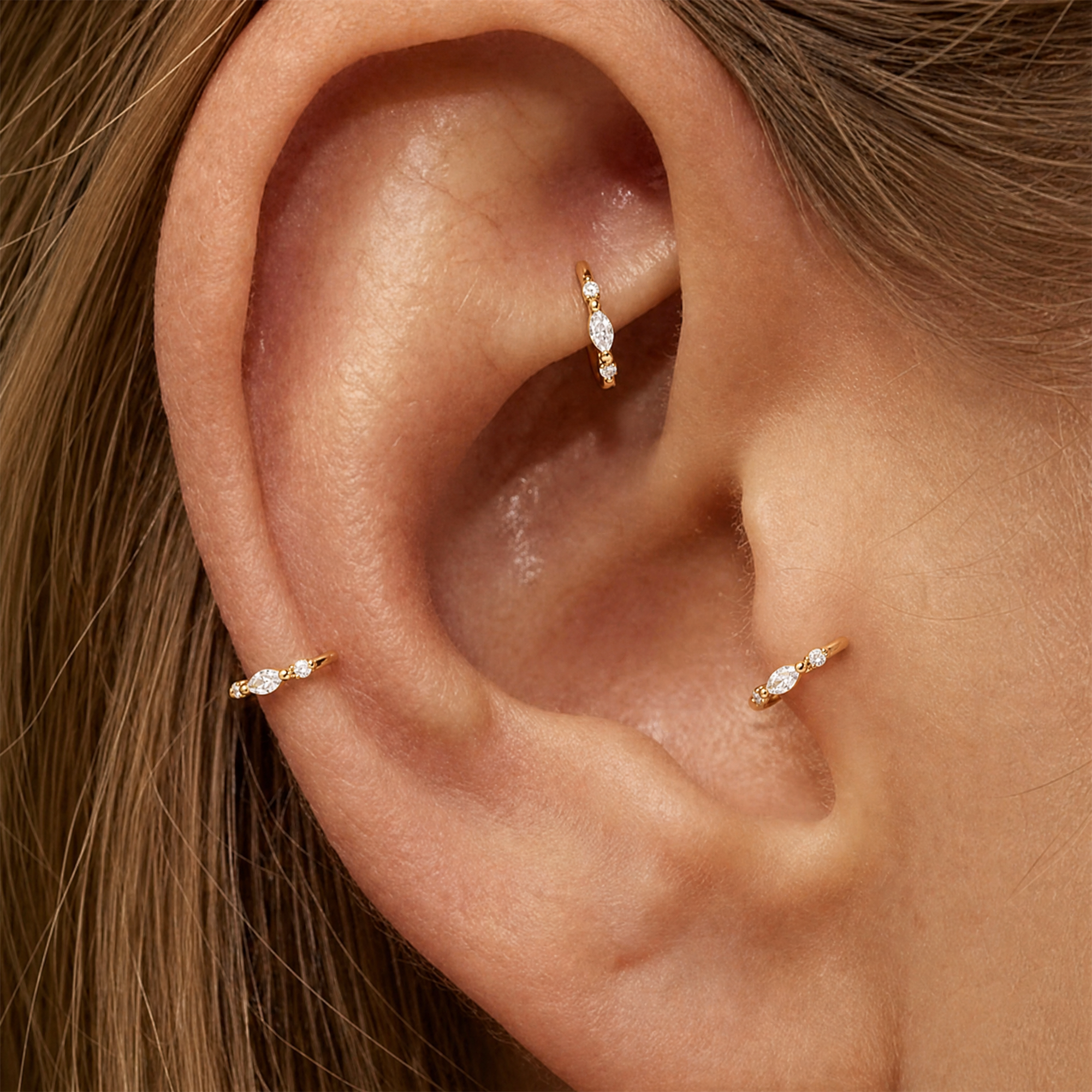 Marquise CZ Clicker Hoops — Tiny Sparkle, Perfectly Stacked