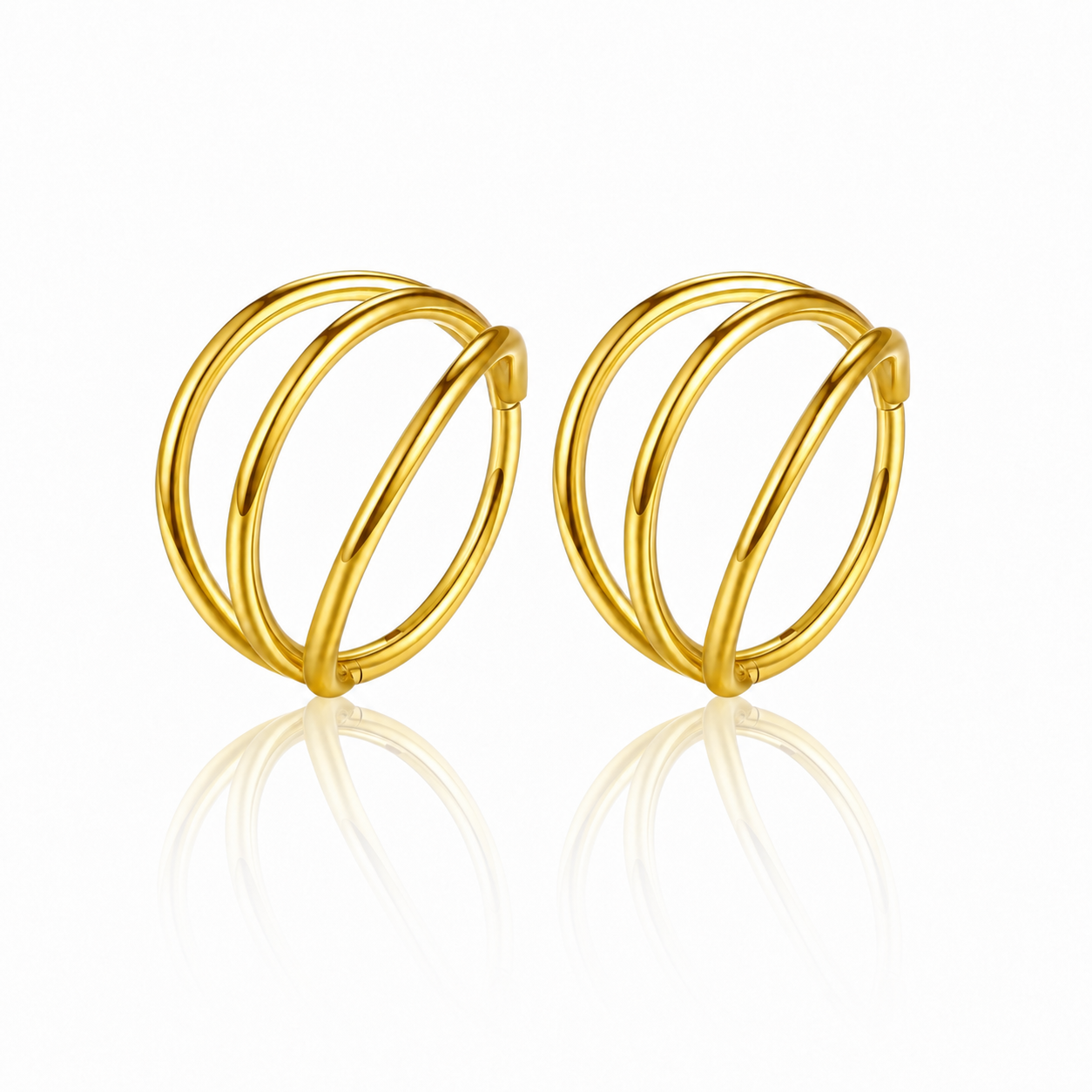 Triple Hinged Ear Cuff Earrings — Three Lines, One Effortless Stack