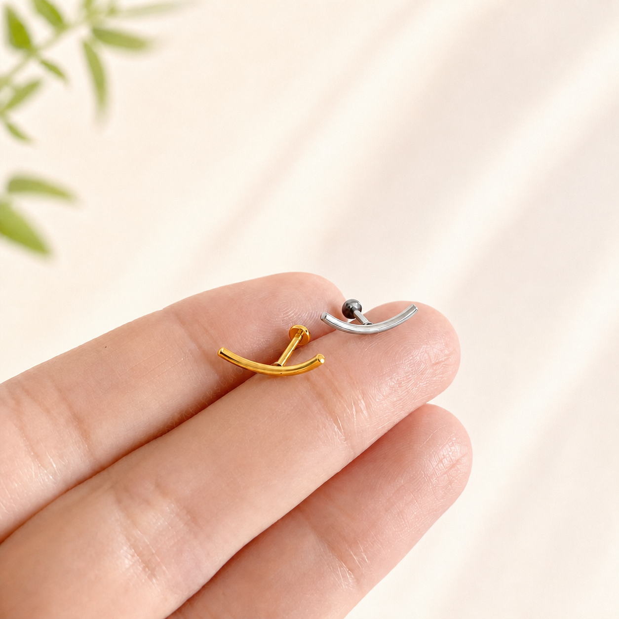 Curved Bar Stud Earrings — A Clean Line of Everyday Shine