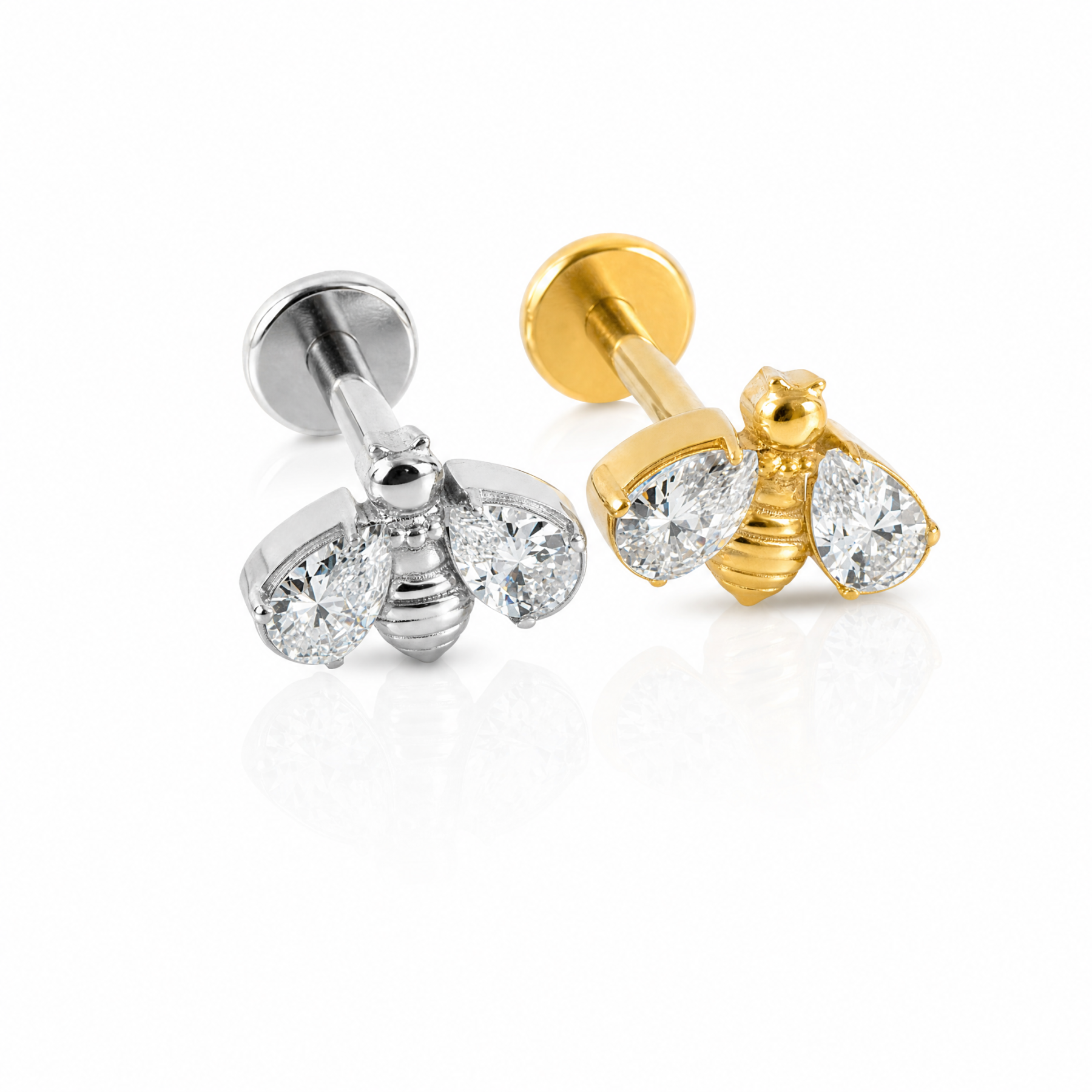 Bee Flat Back Earring — A Tiny Buzz of Sweet Sparkle