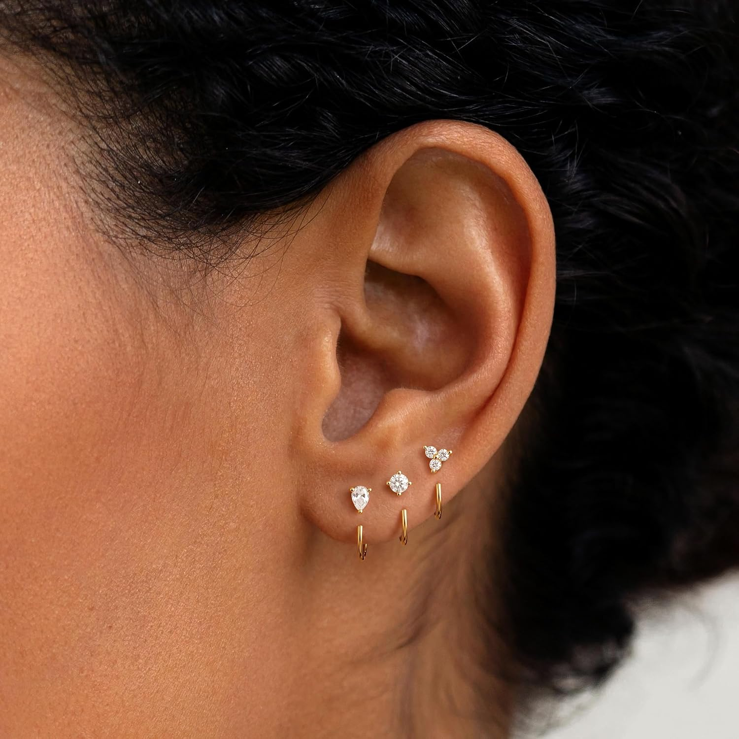 Backless Half Hoop Earrings — Tiny Sparkle, Floating Shine