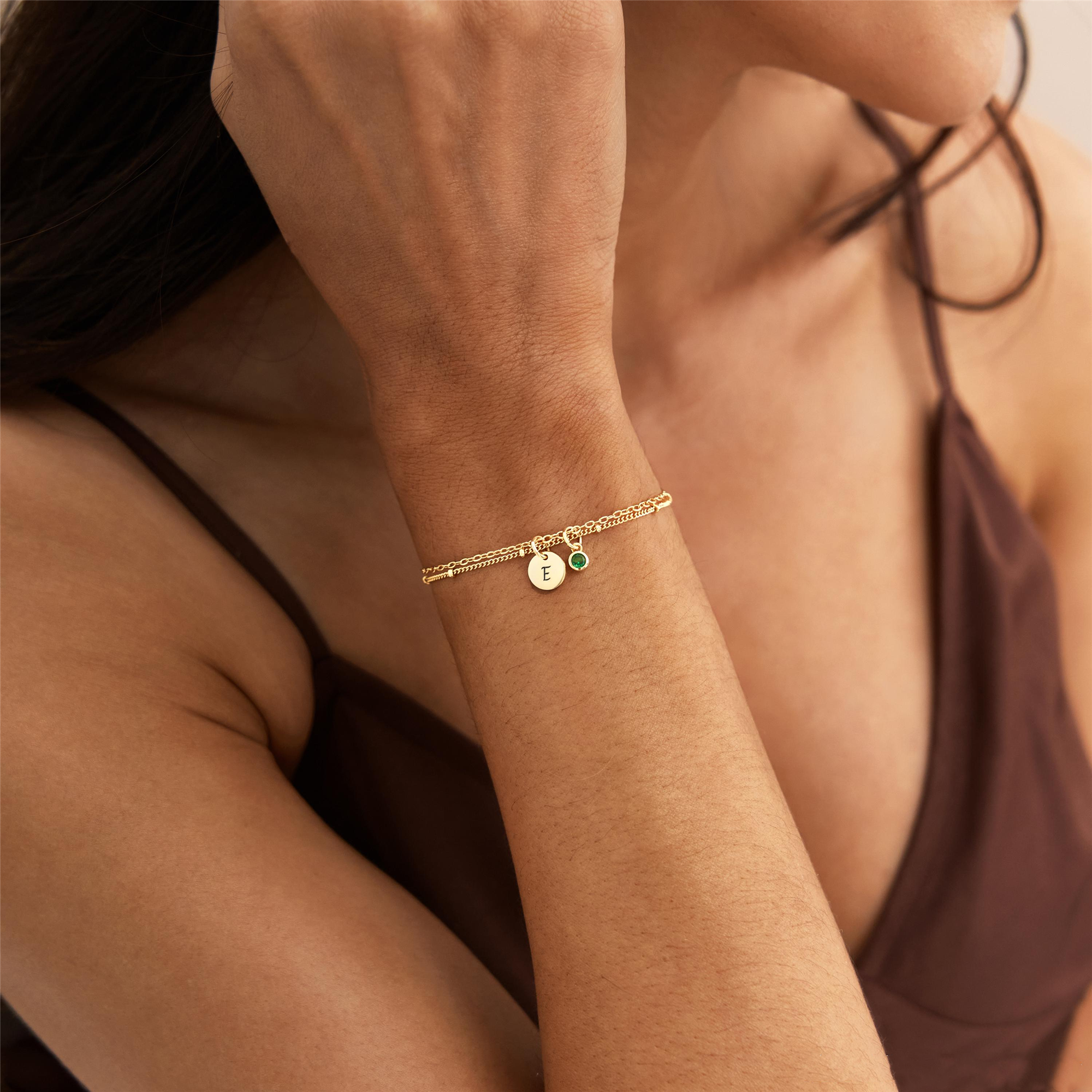 Initial Birthstone Bracelet — A Tiny Charm of Meaning