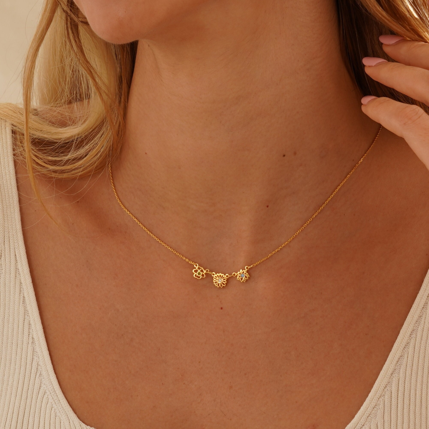 Personalized Birth Flower & Birthstone Necklace — Love in Every Bloom