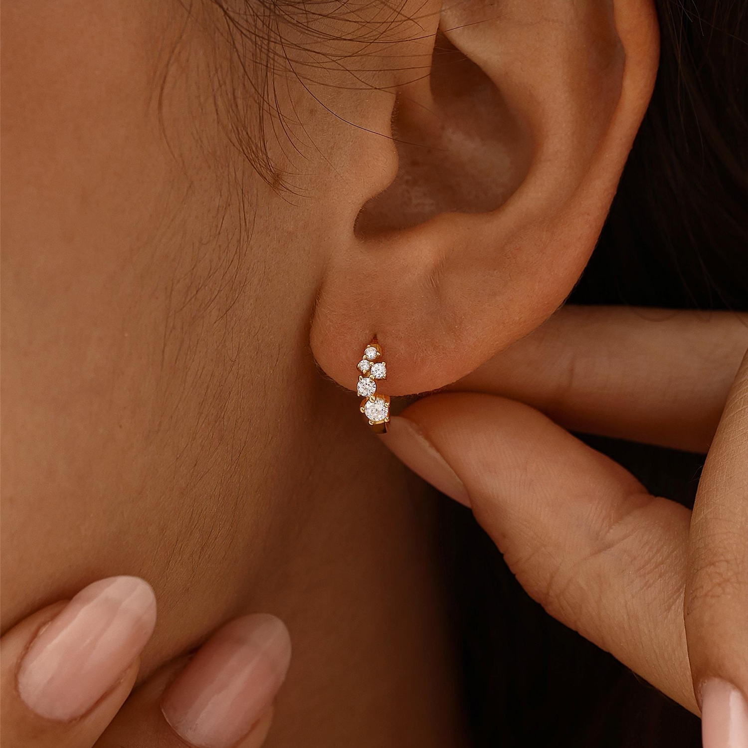 Delicate Diamond Hoop Earrings — Little Sparks of Happiness