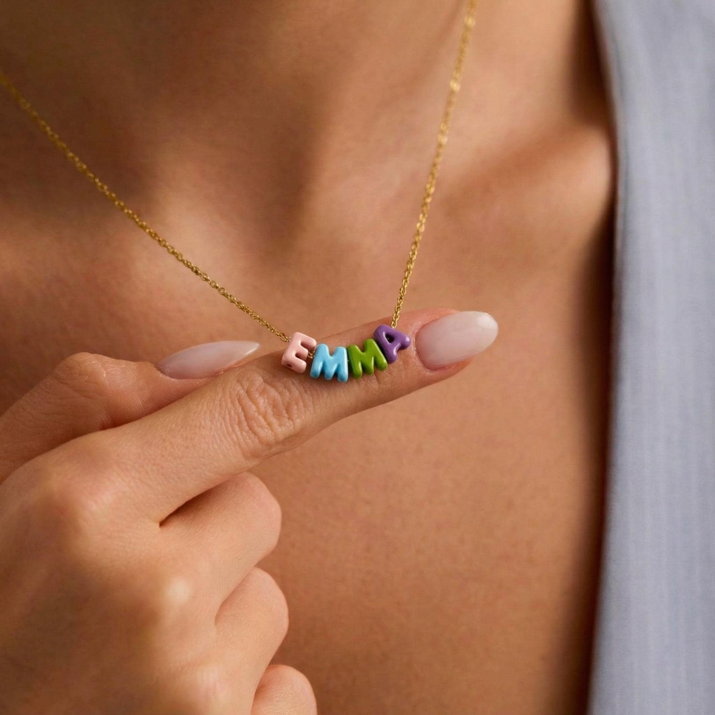 Personalized Rainbow Bubble Letter Name Necklace – Wear Your Joy