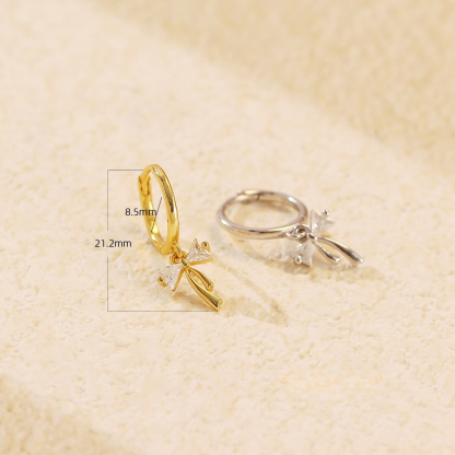 Ribbon Bow Huggie Earrings (A Set Of 2)
