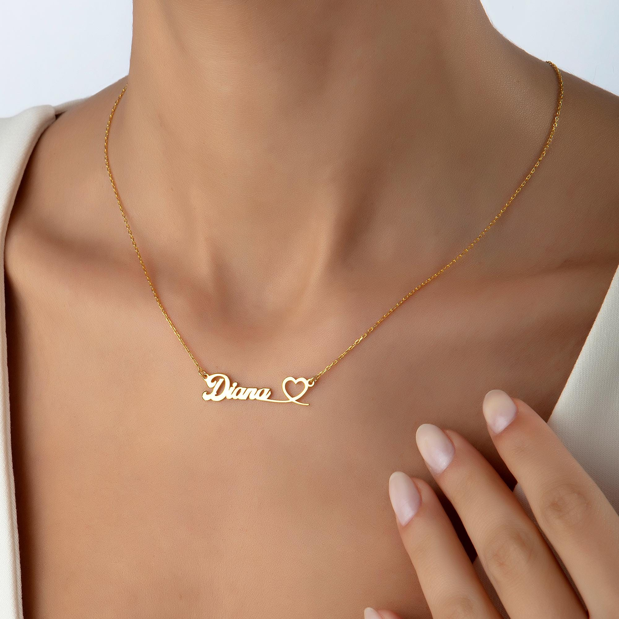 Elegant Name Necklace with Heart