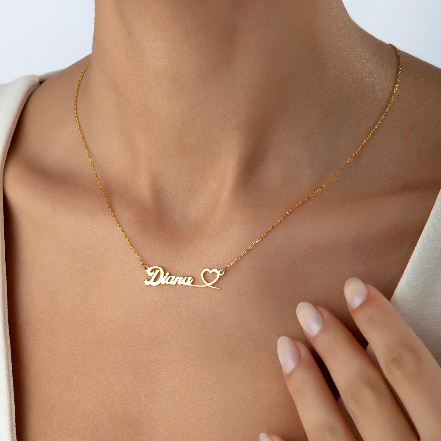 Elegant Name Necklace with Heart