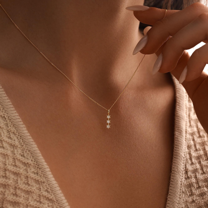 3 Tiny Diamond Necklace