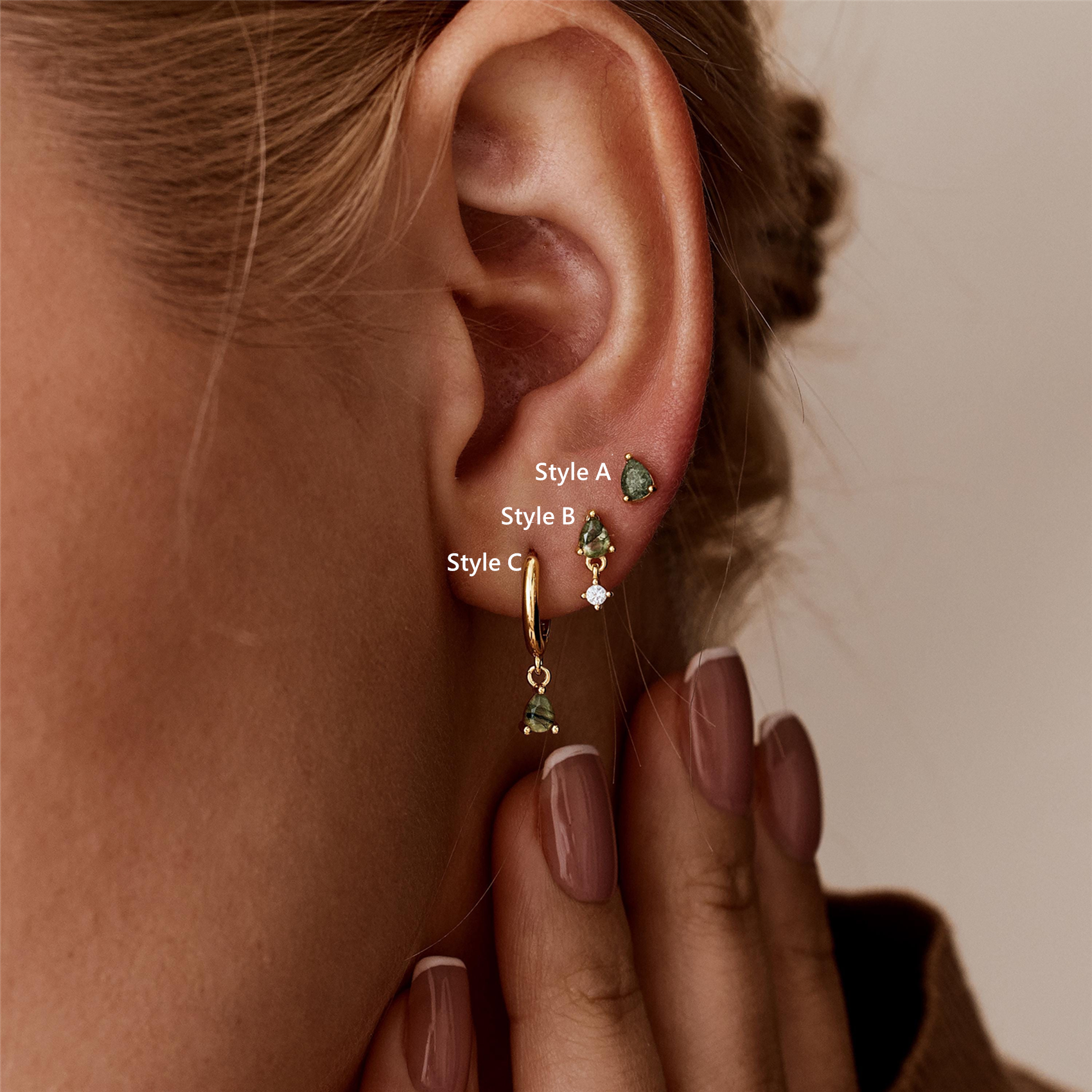 Moss Agate Earring (1 PC)