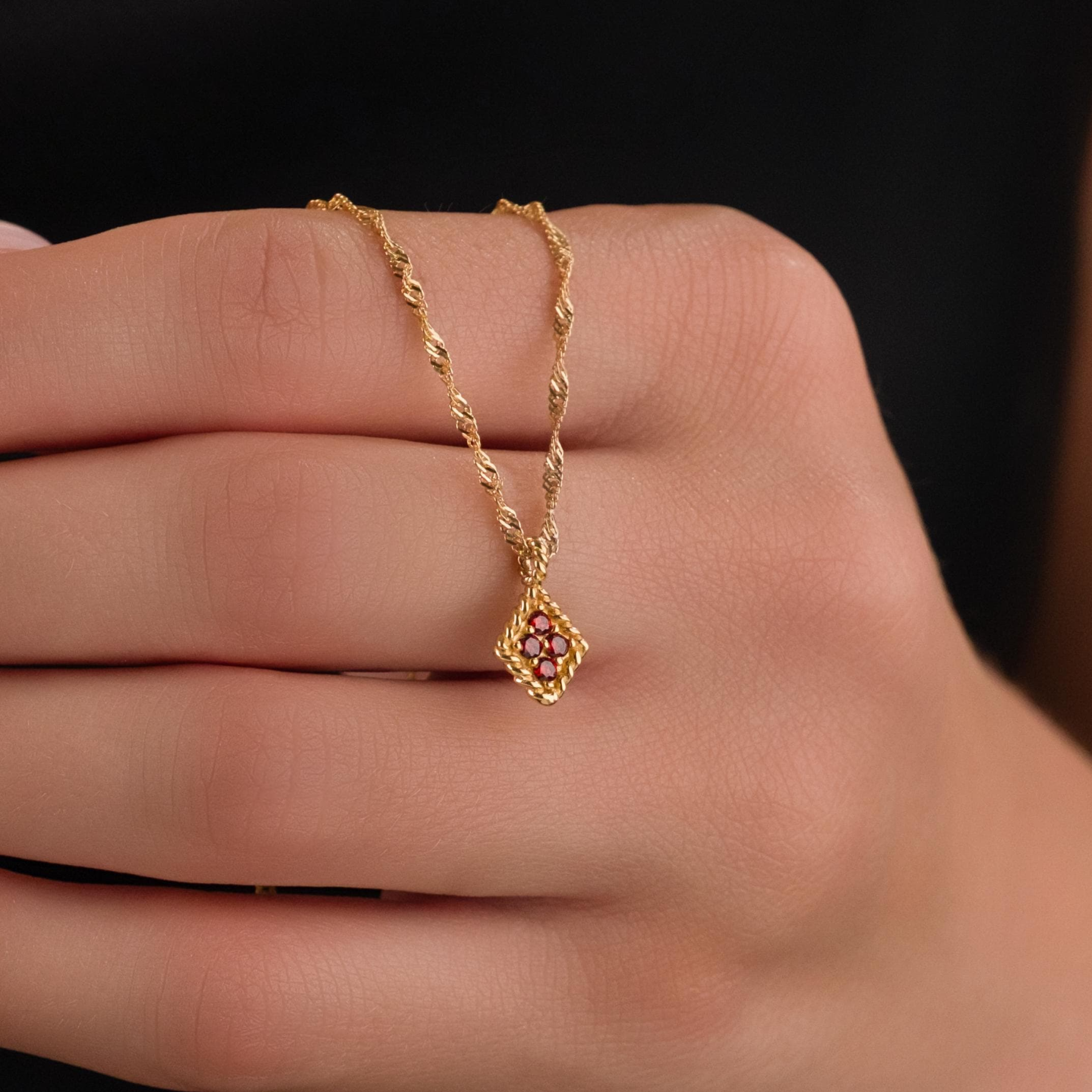 Vintage Birthstone Necklace in Twist Chain