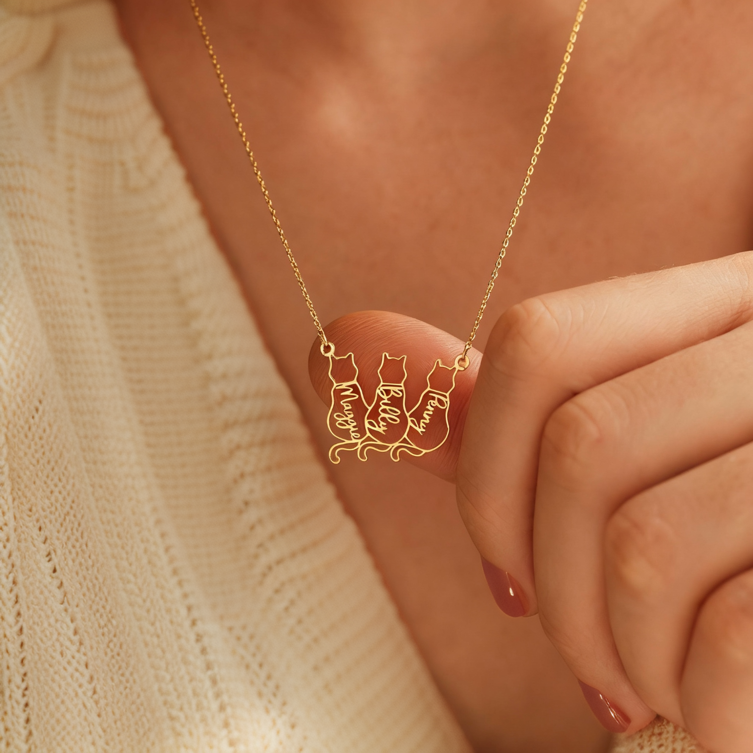 Personalized Dainty Cat Name Necklace
