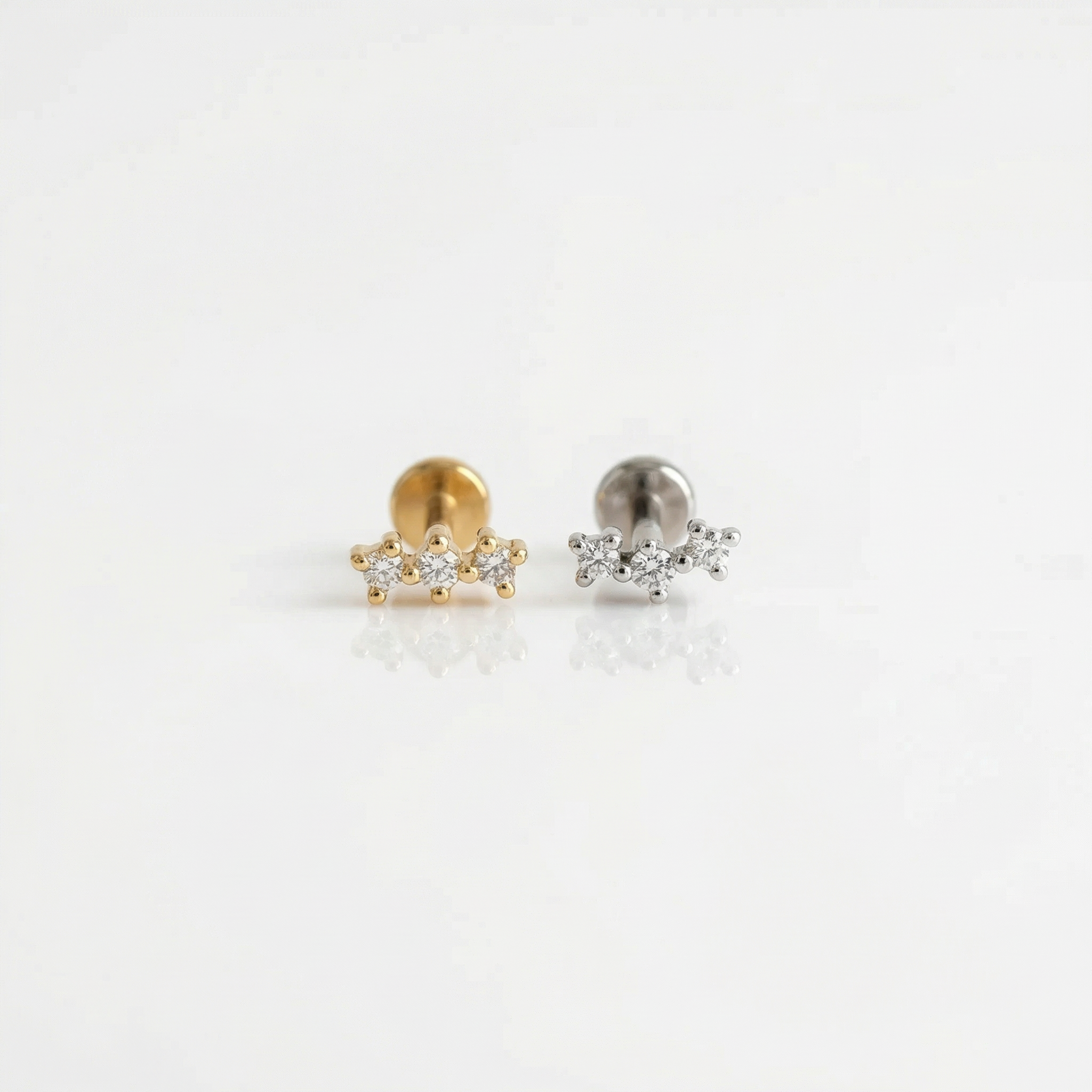 Sterling Silver Tiny Three Cz Labret (1 PC)