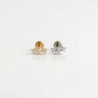 Sterling Silver Tiny Three Cz Labret (1 PC)