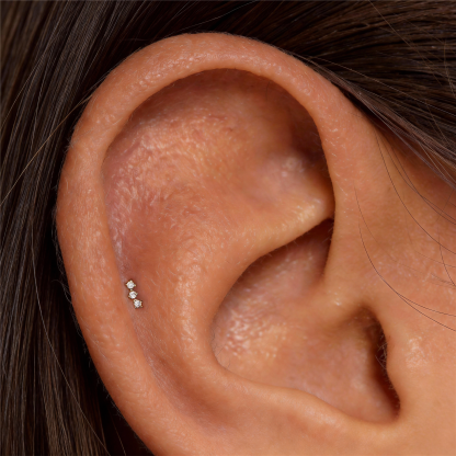 Sterling Silver Tiny Three Cz Labret (1 PC)