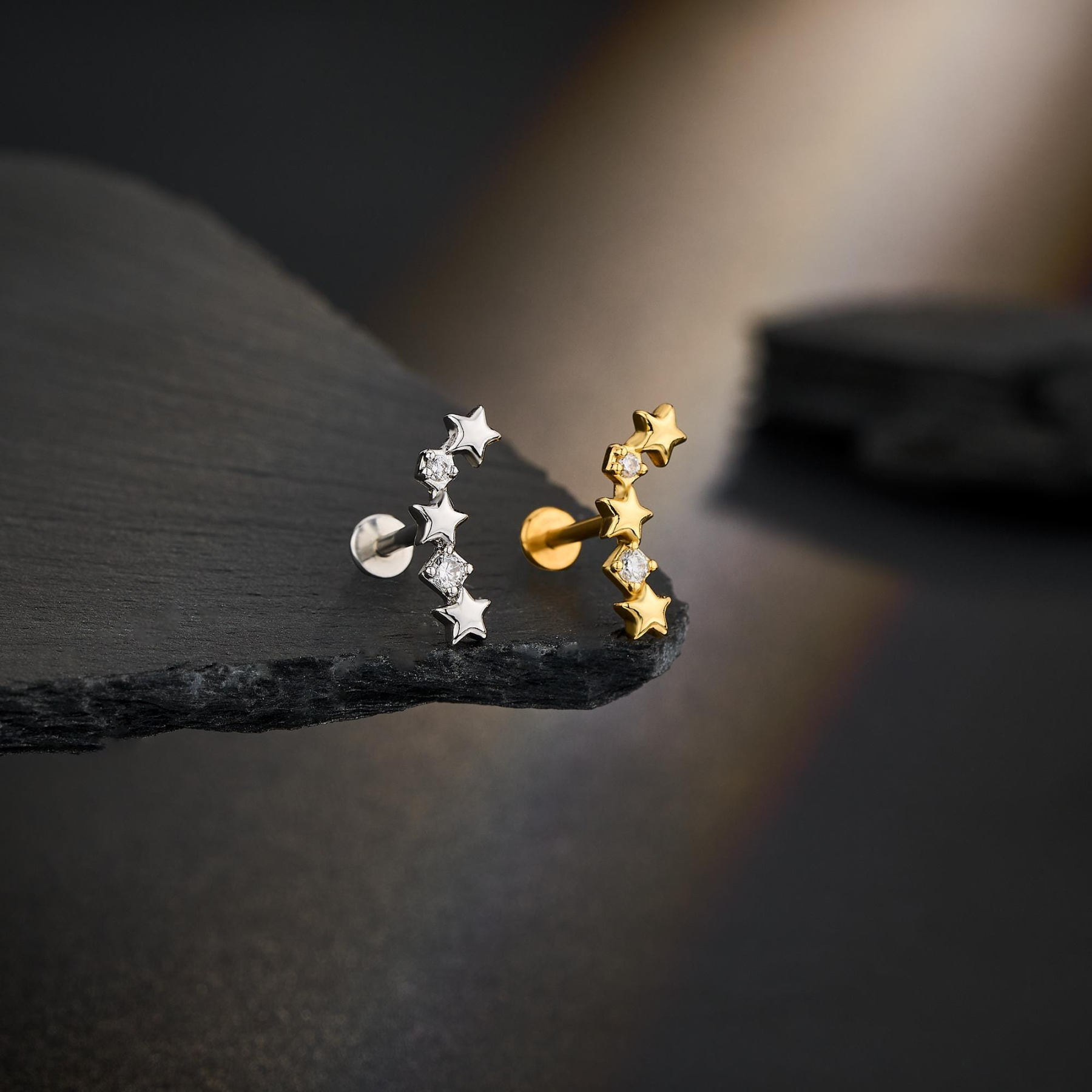 Paved Star & CZ Ear Climber(1PC)
