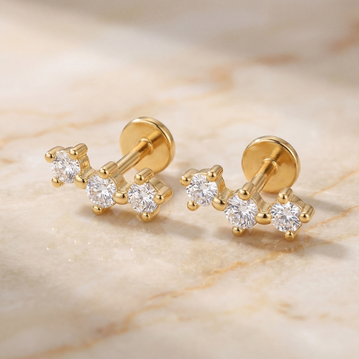 Sterling Silver Tiny Three Cz Labret (1 PC)