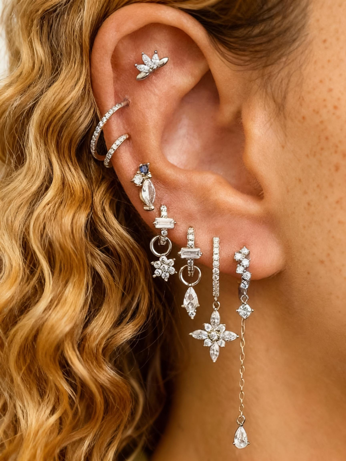 CZ Dangle Drop Earrings Set(8 PCS)