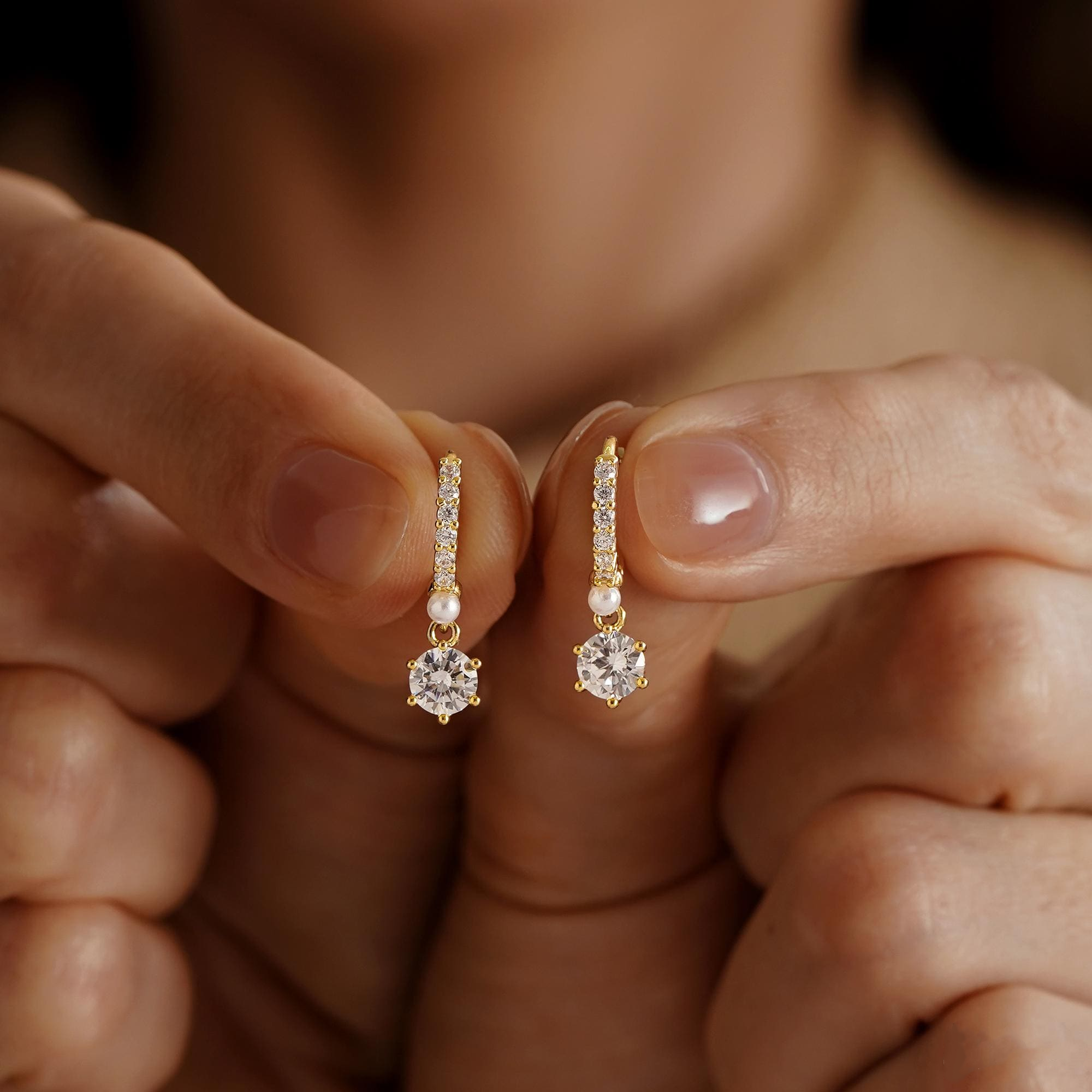 Minimalist Diamond Huggie Hoop Earrings(2 PCS)