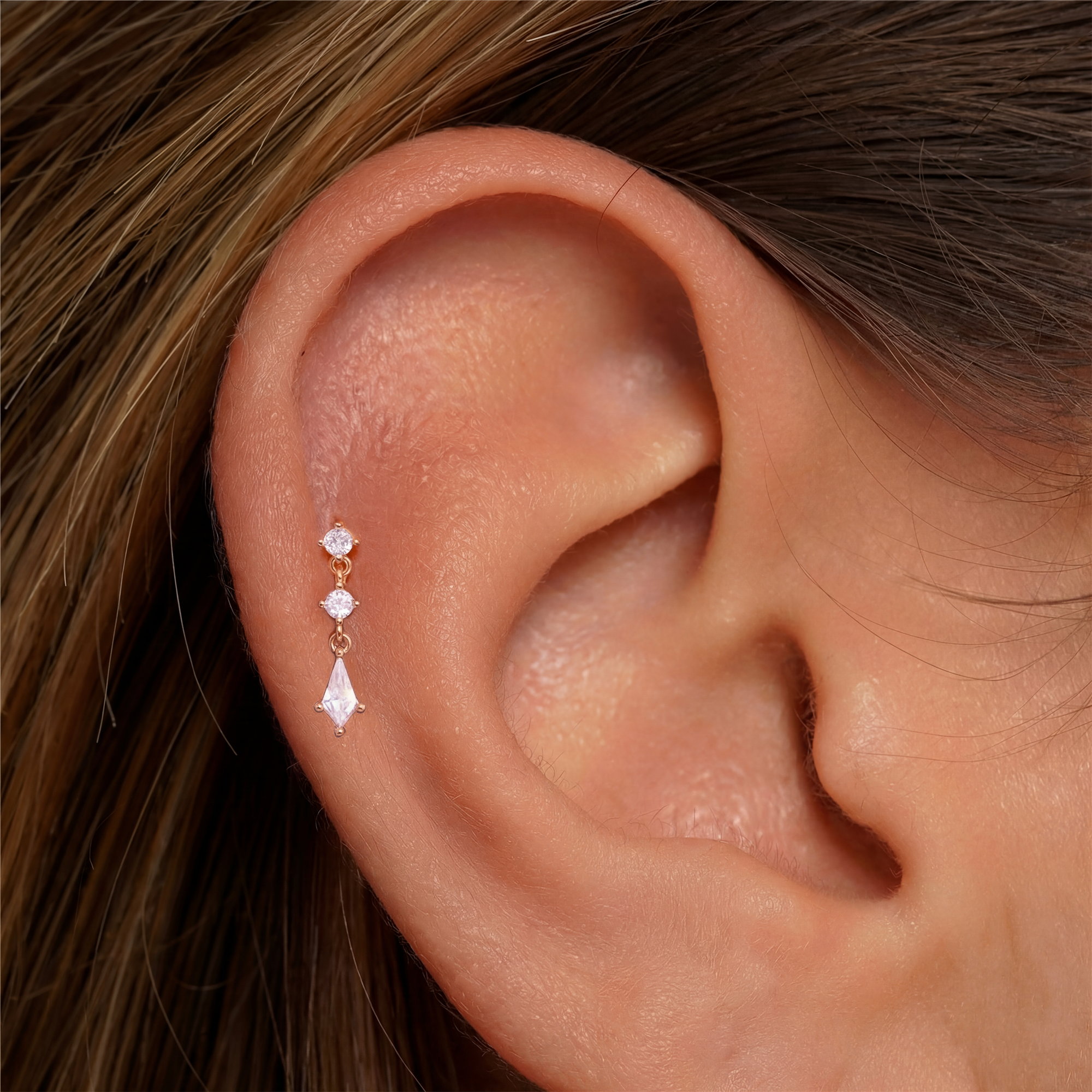 Sterling Silver Cz Dangle Labret (1 PC)