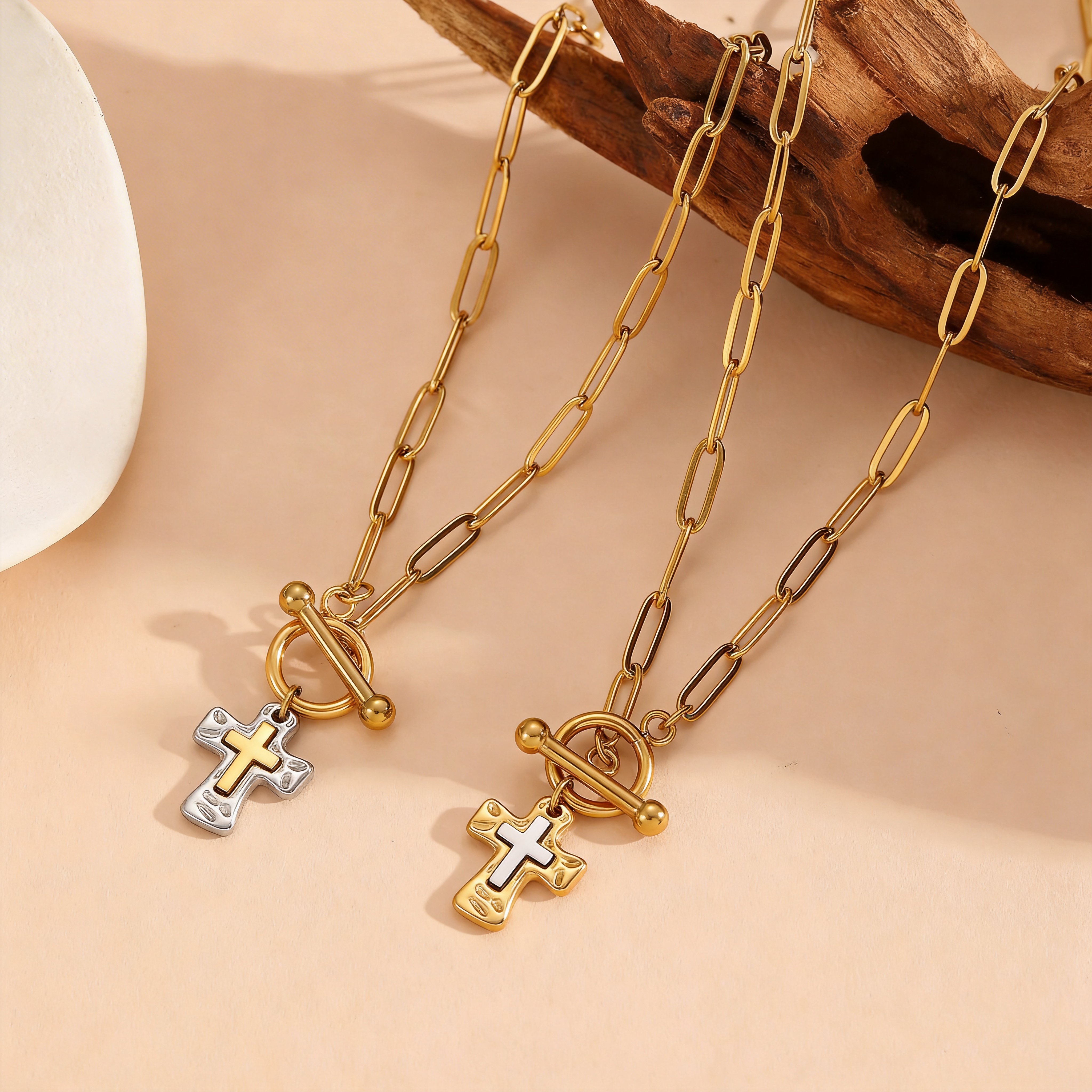Hammered Cross Necklace