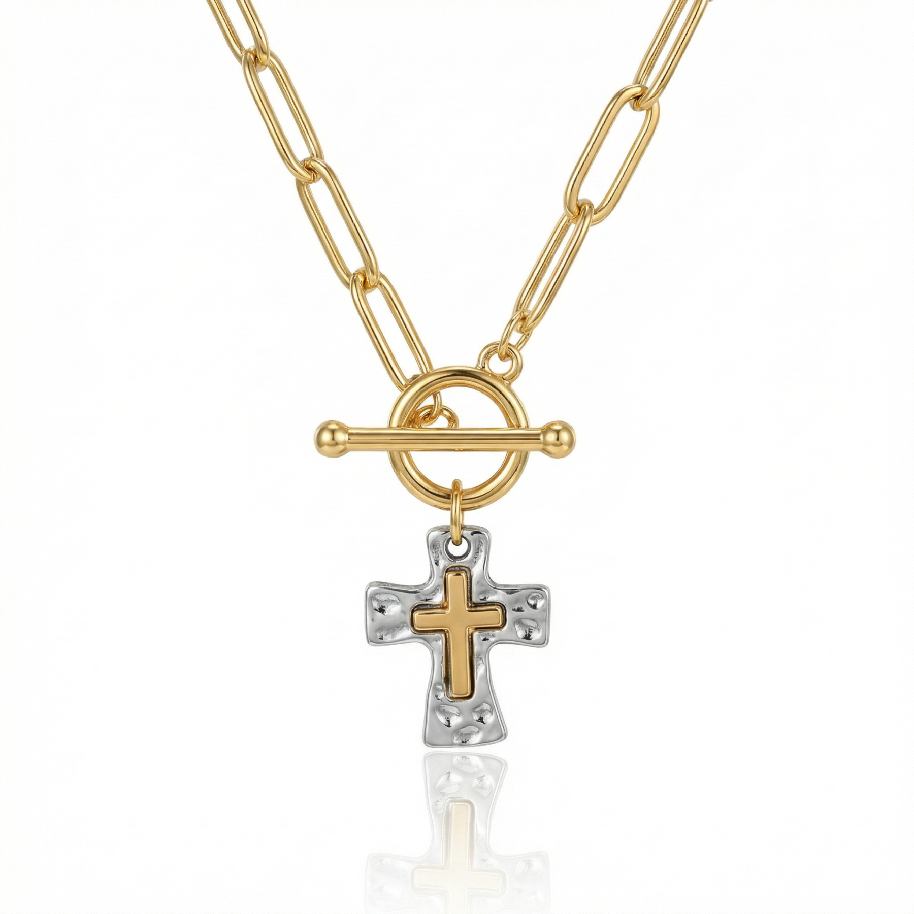 Hammered Cross Necklace