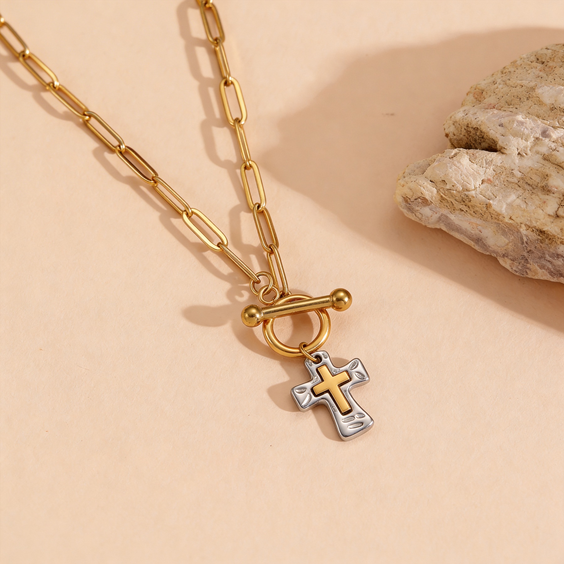 Hammered Cross Necklace