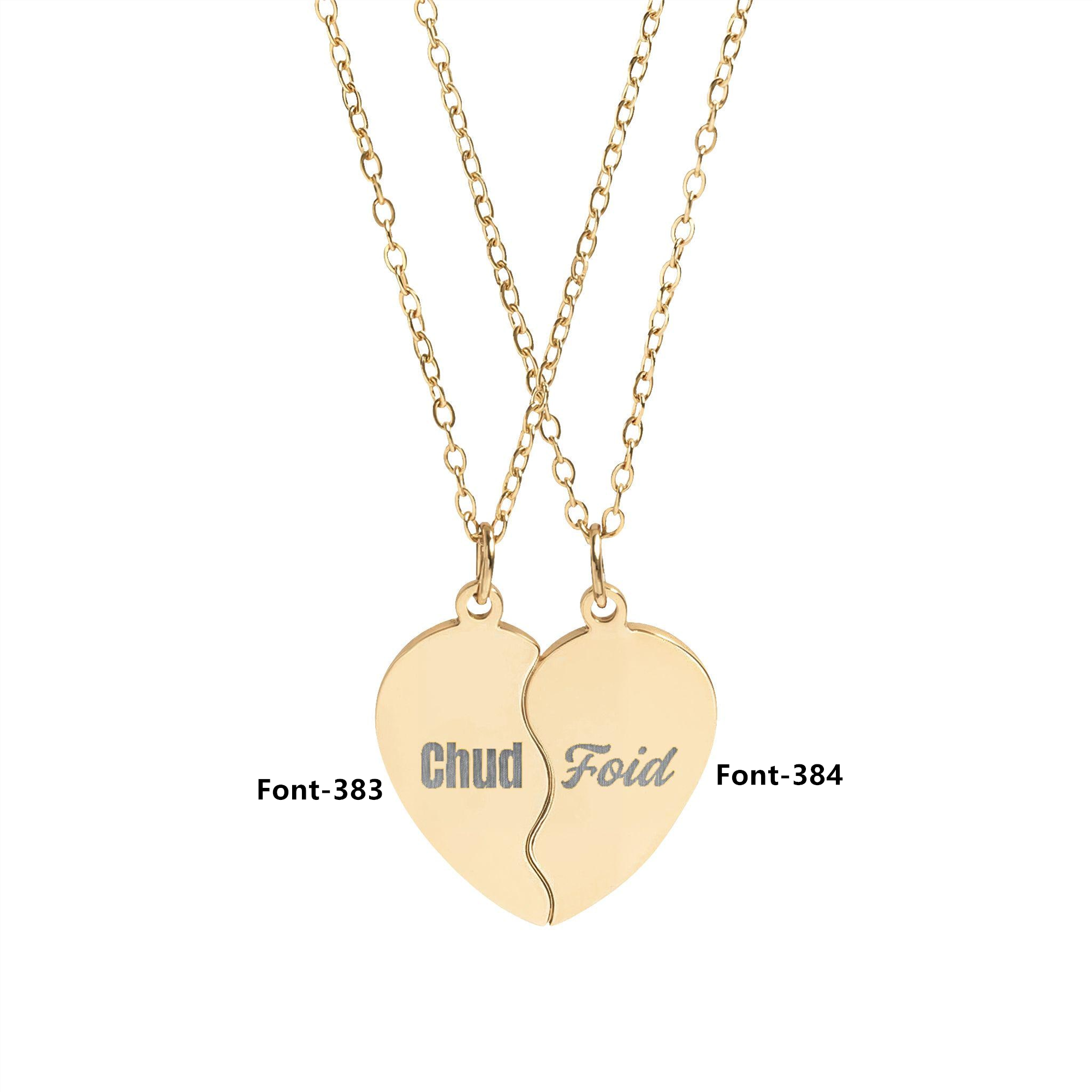 Custom Engraved Split Heart Pendant Necklace