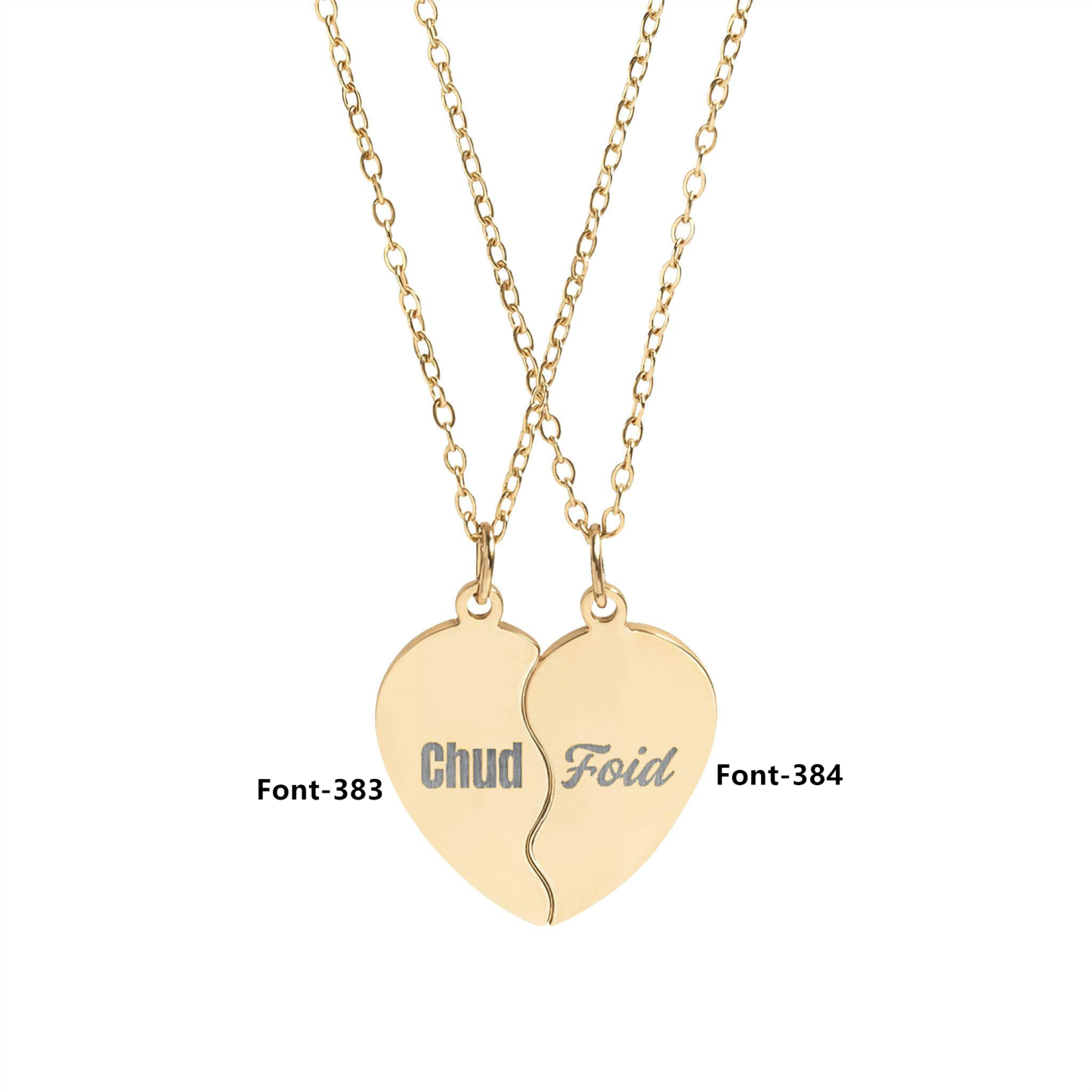 Custom Engraved Split Heart Pendant Necklace