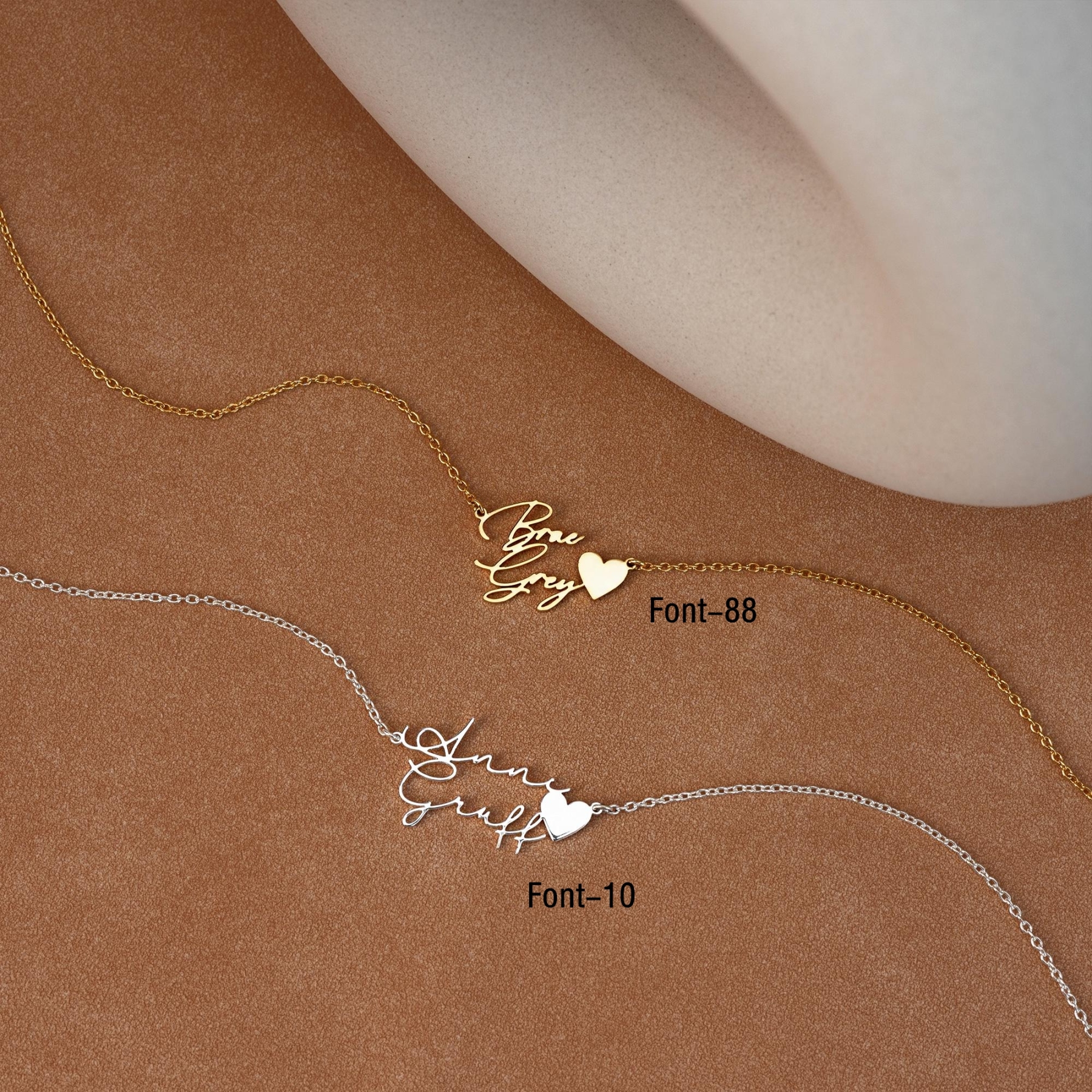 Personalized Two Name Necklace with Heart