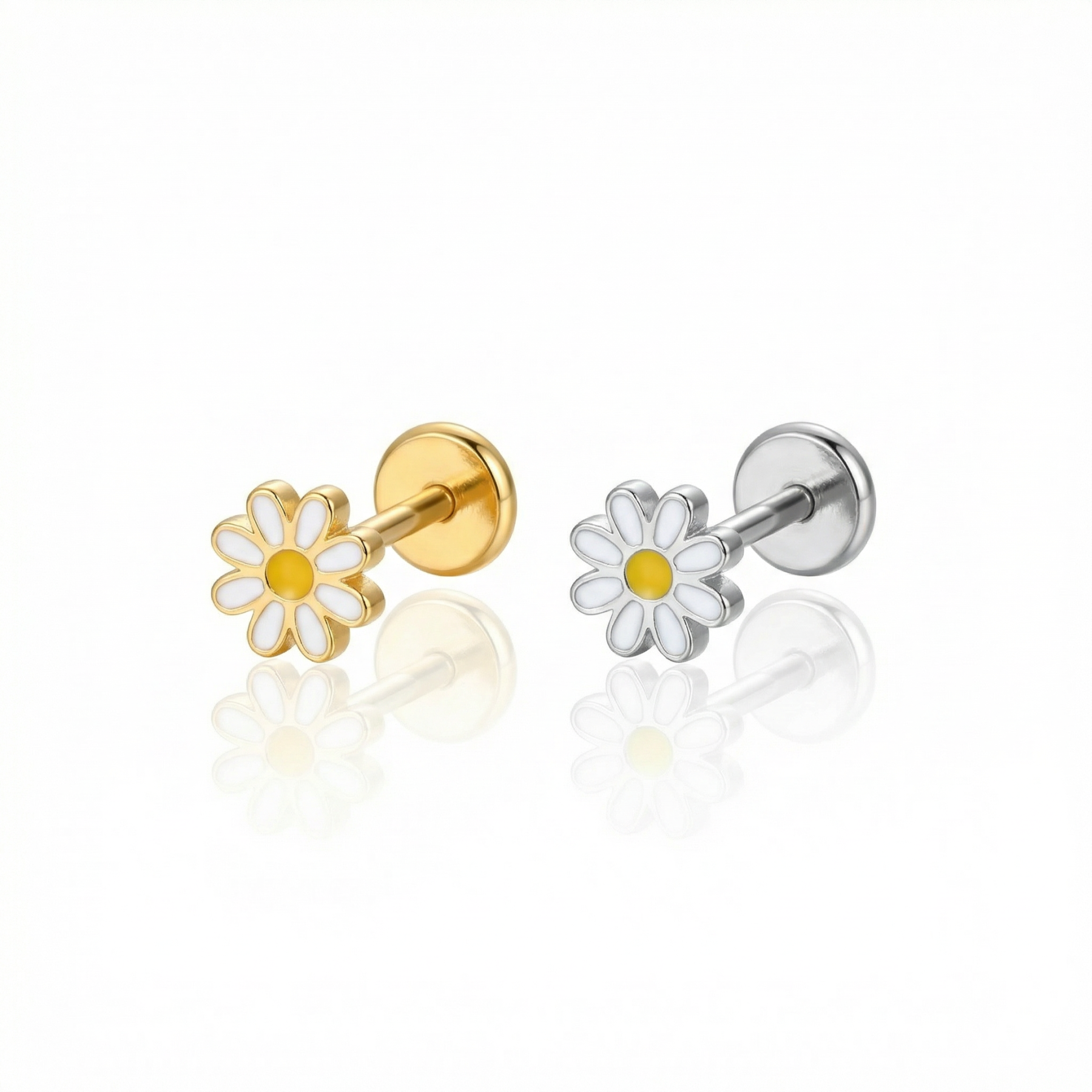 Titanium Daisy Flowers Stud Earring