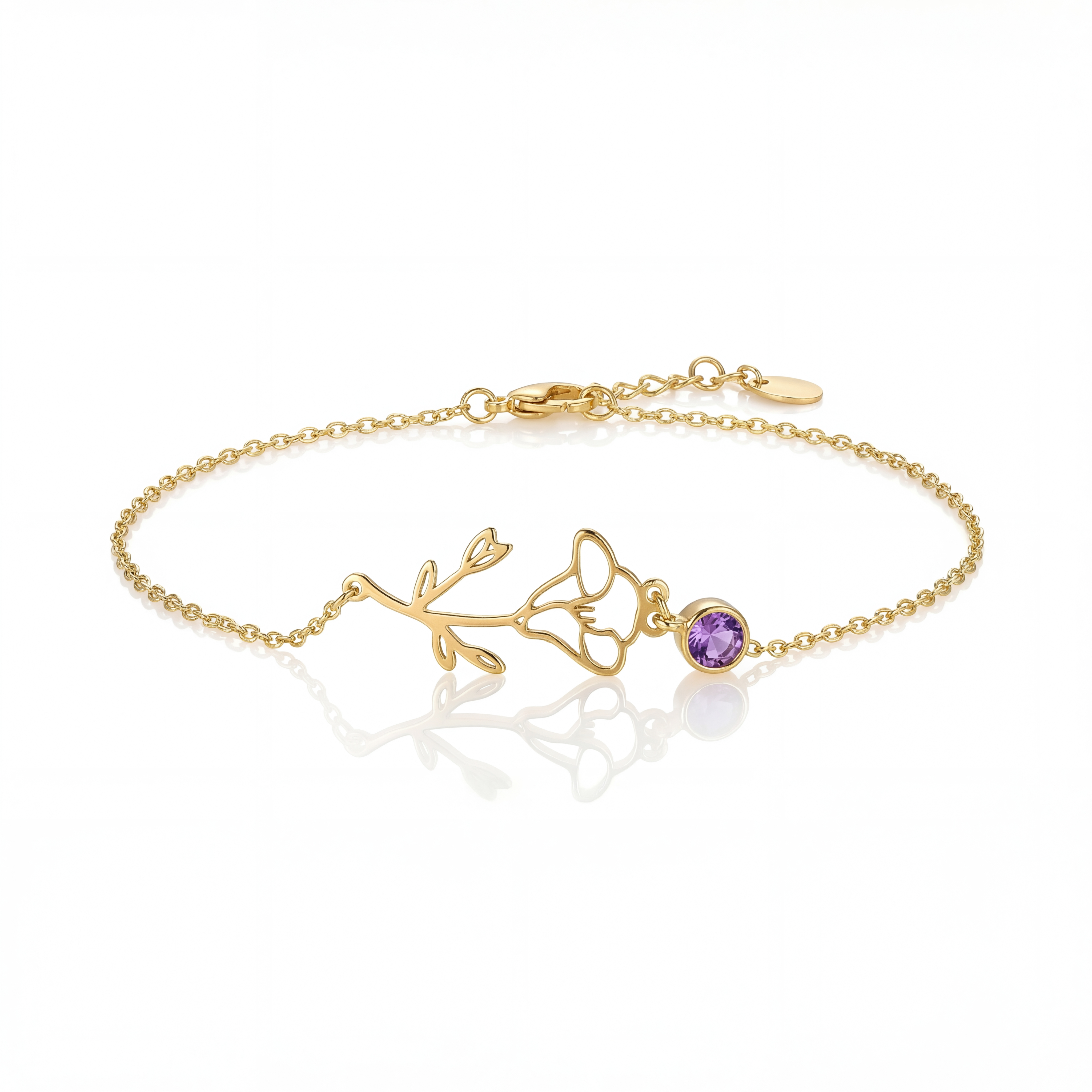 Personalized Birth Flower & Birthstone Bracelet