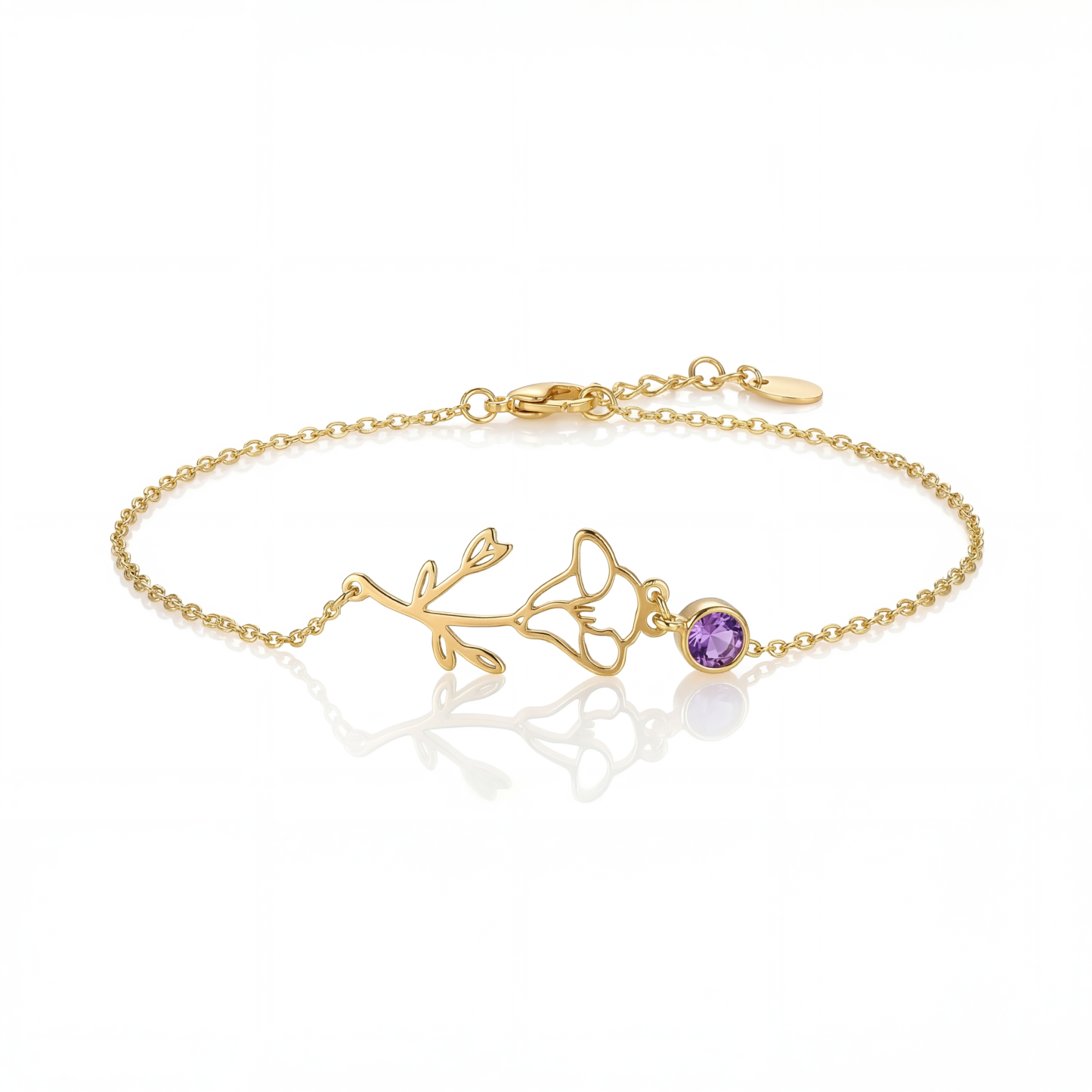 Personalized Birth Flower & Birthstone Bracelet